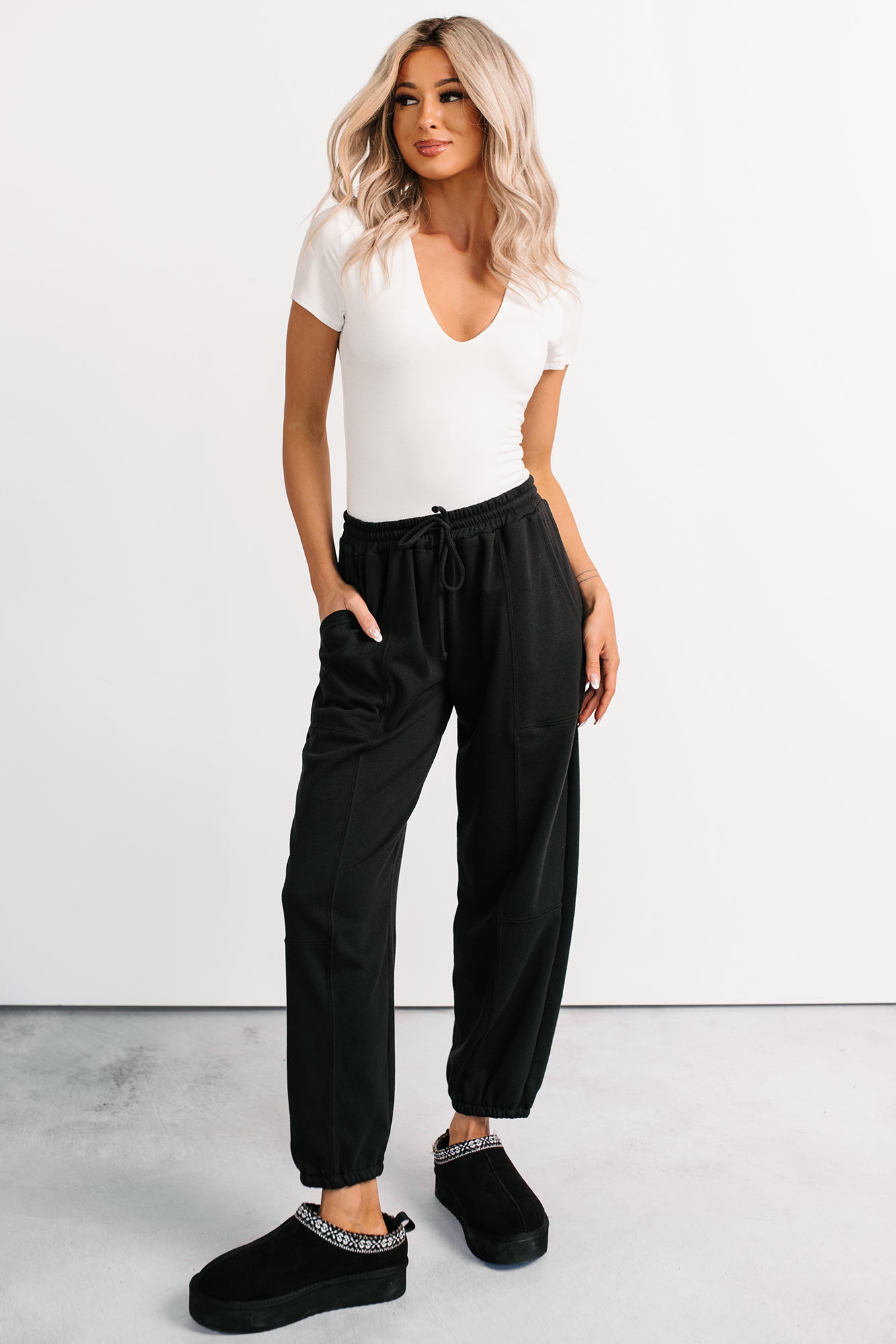 Casual Darling High Rise Jogger Sweatpants (Black)-The Formal Wear