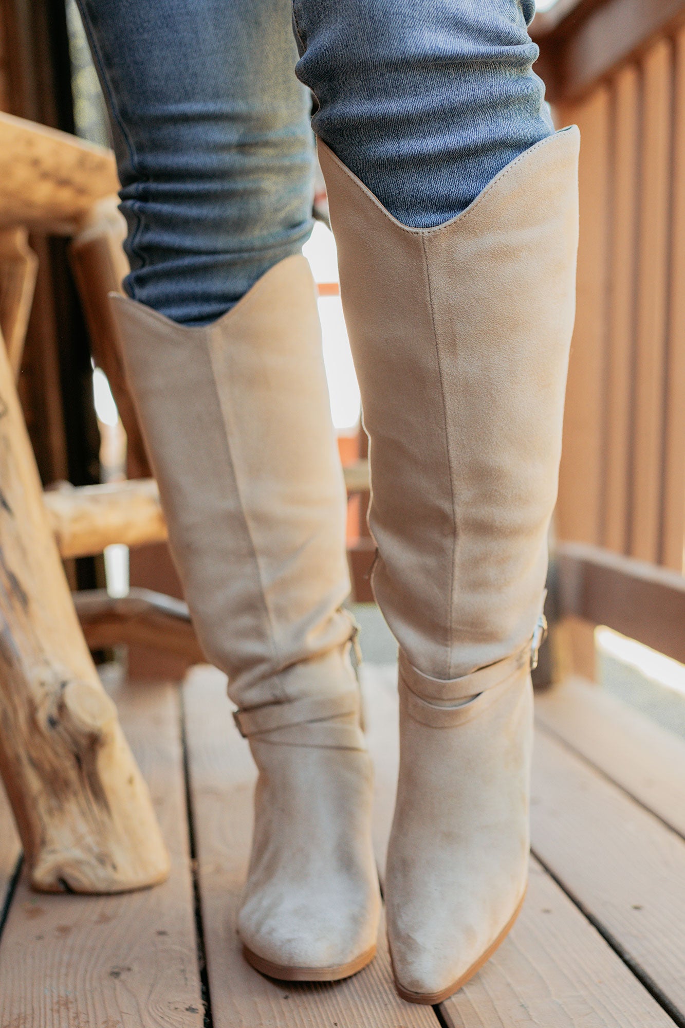 Choosing You Faux Suede Chunky Heel Boot (Clay)-The Formal Wear