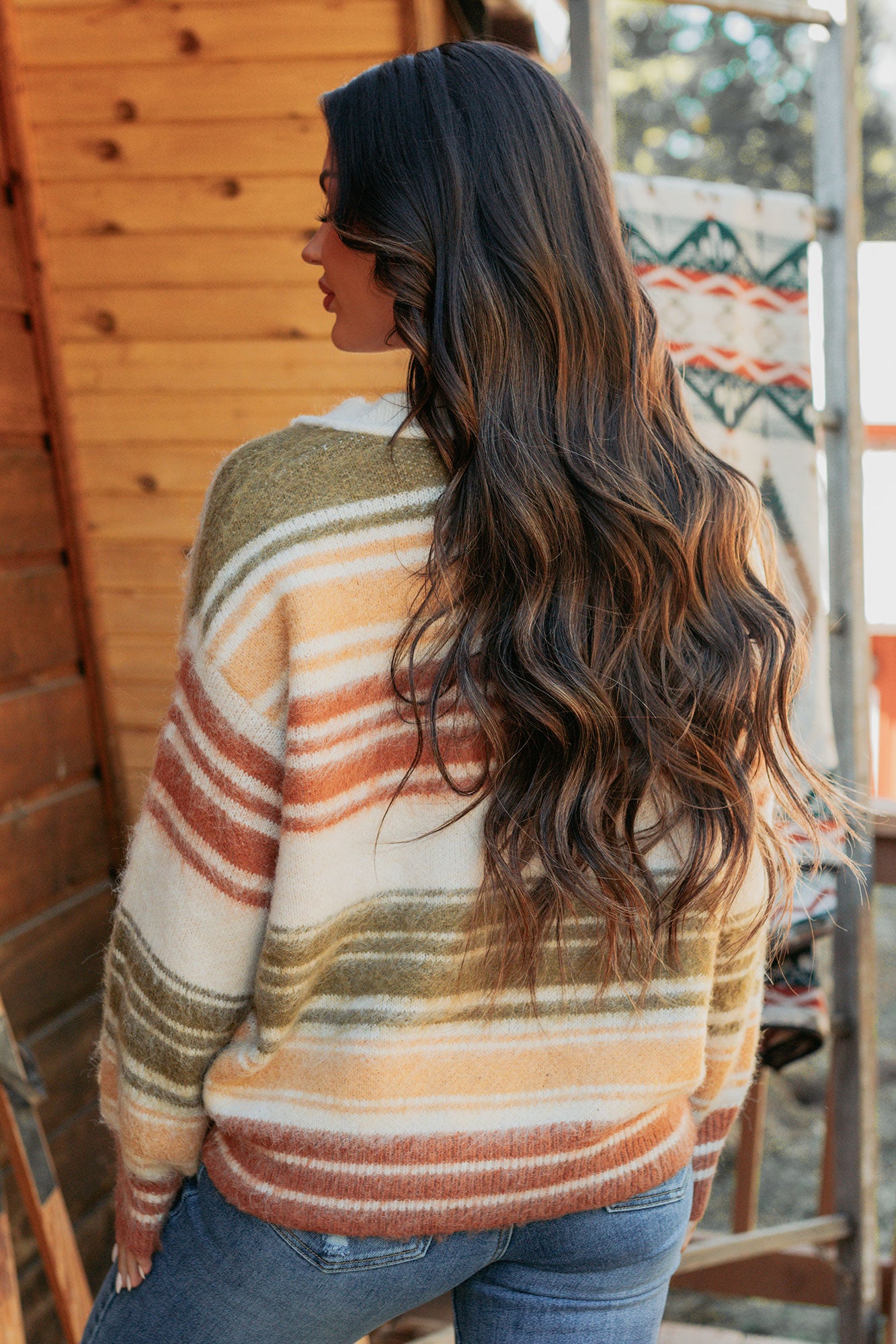 Messy Feelings V Neck Striped Knit Sweater (Multi)-The Formal Wear