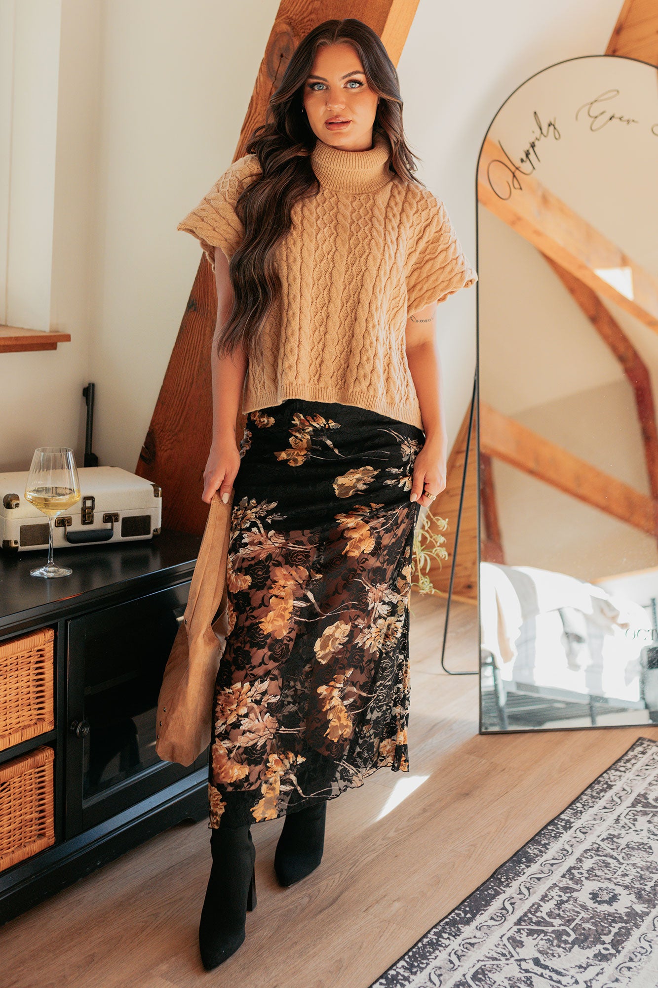 Cozy Escape Short Sleeve Cable Knit Sweater (Taupe)-The Formal Wear