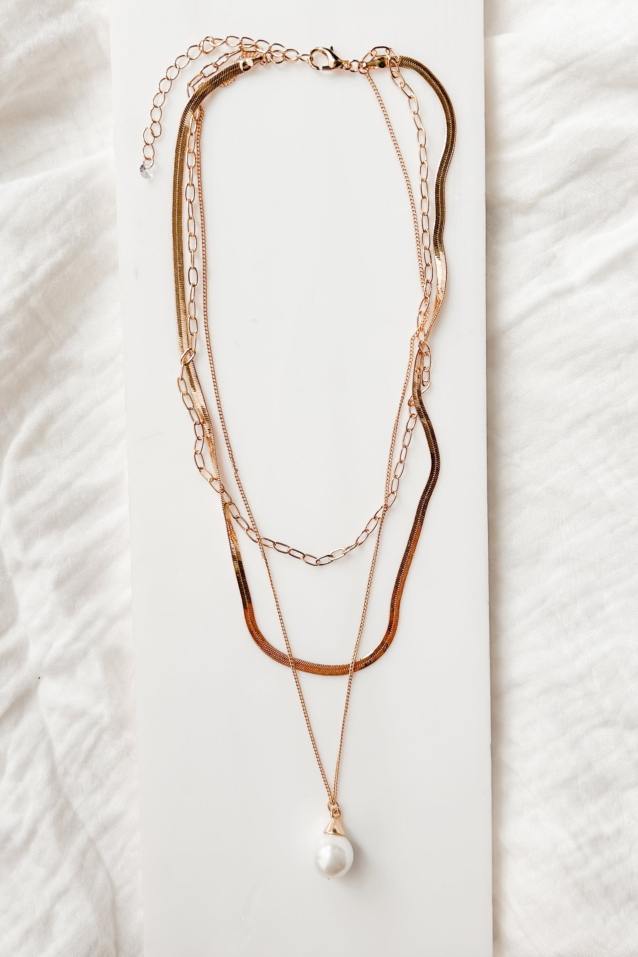 Embracing Elegance Layered Pearl Necklace (Gold)-The Formal Wear