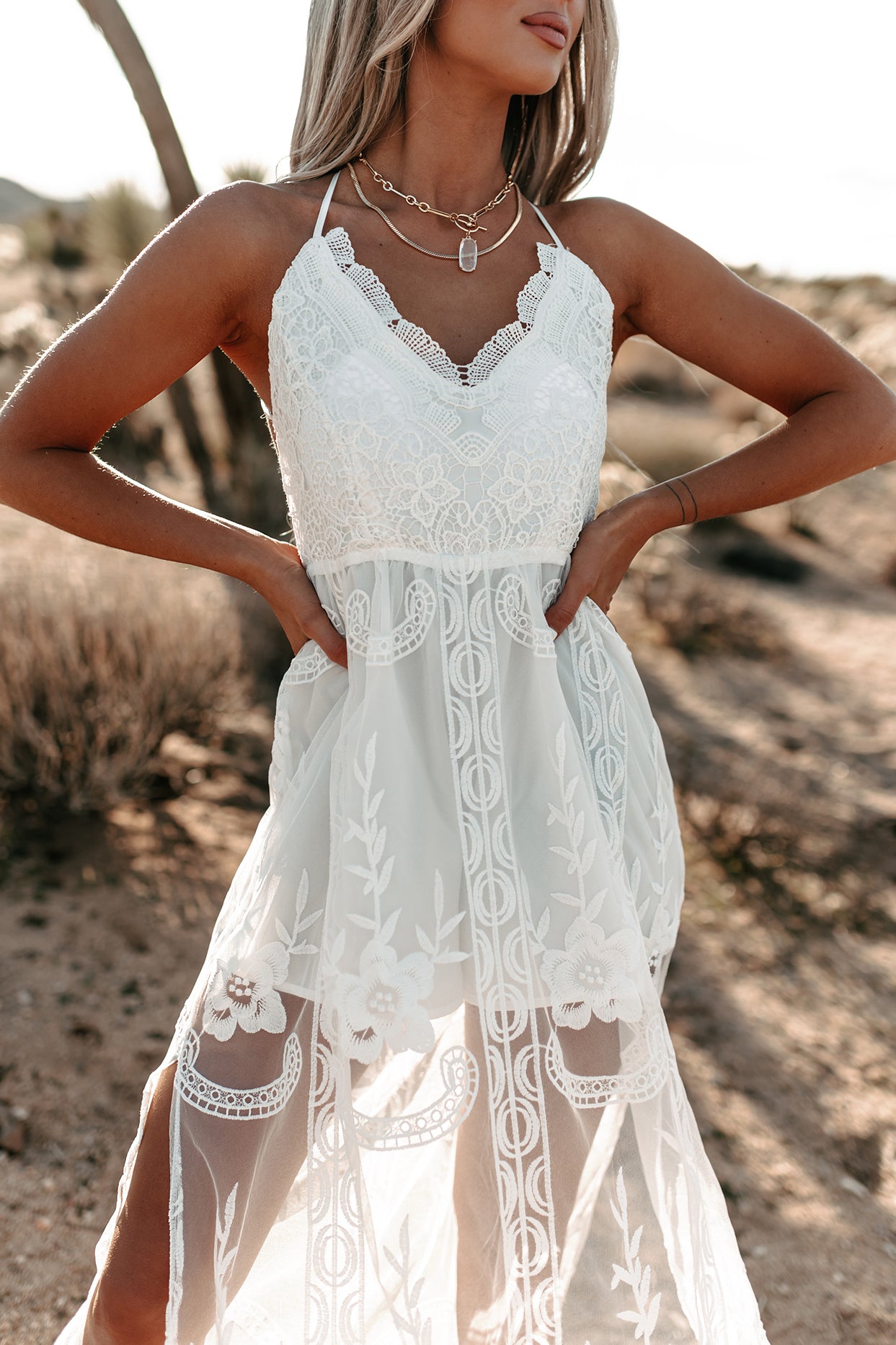 Angelic Attitude Lace Maxi Romper (White)-The Formal Wear