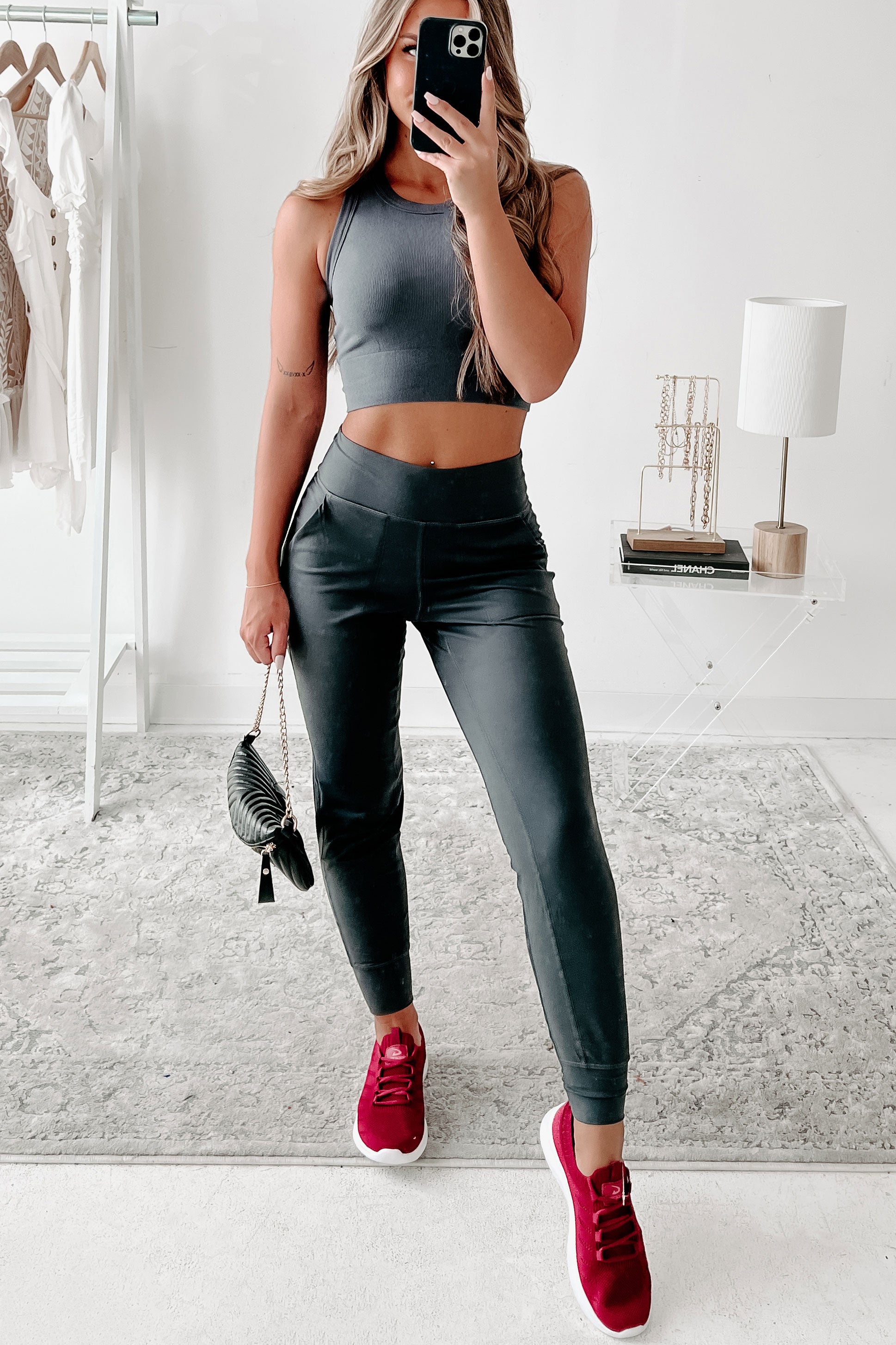 Doorbuster Late Night Trips High Waist Joggers (Charcoal)-The Formal Wear