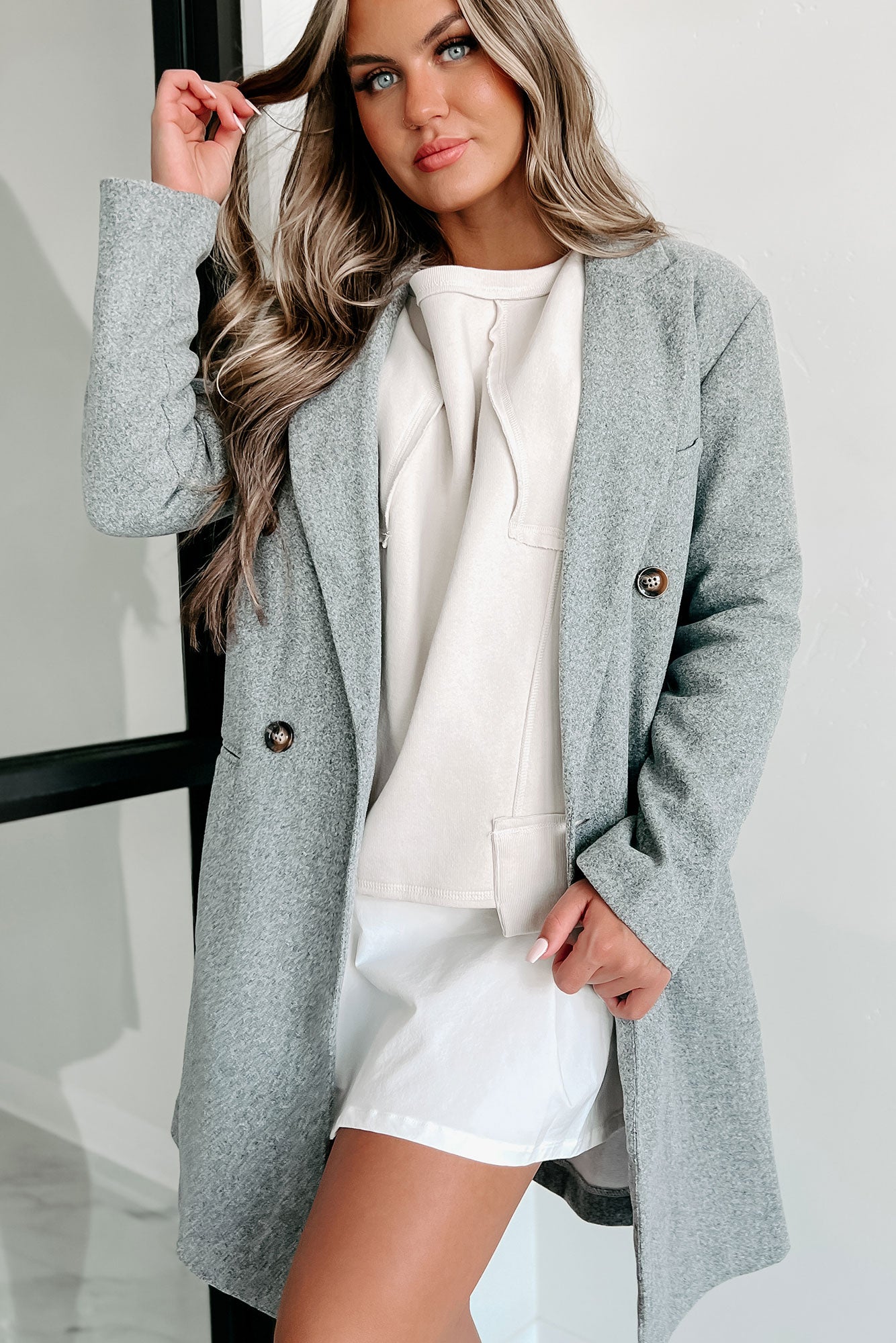 Doorbuster Early Winter Double-Breasted Coat (Heather Grey)-The Formal Wear