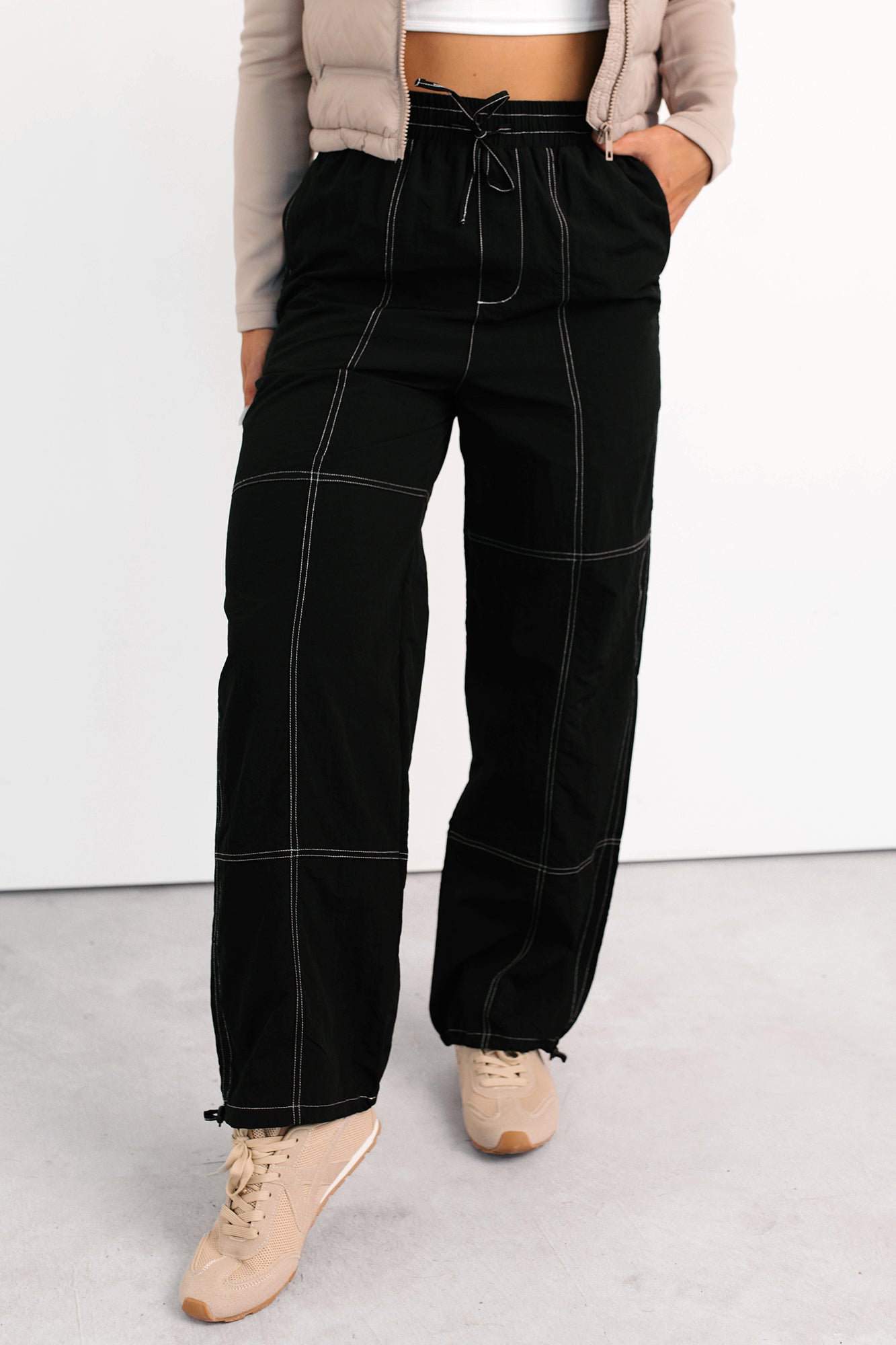 No Plot Needed Parachute Jogger Pants (Black)-The Formal Wear