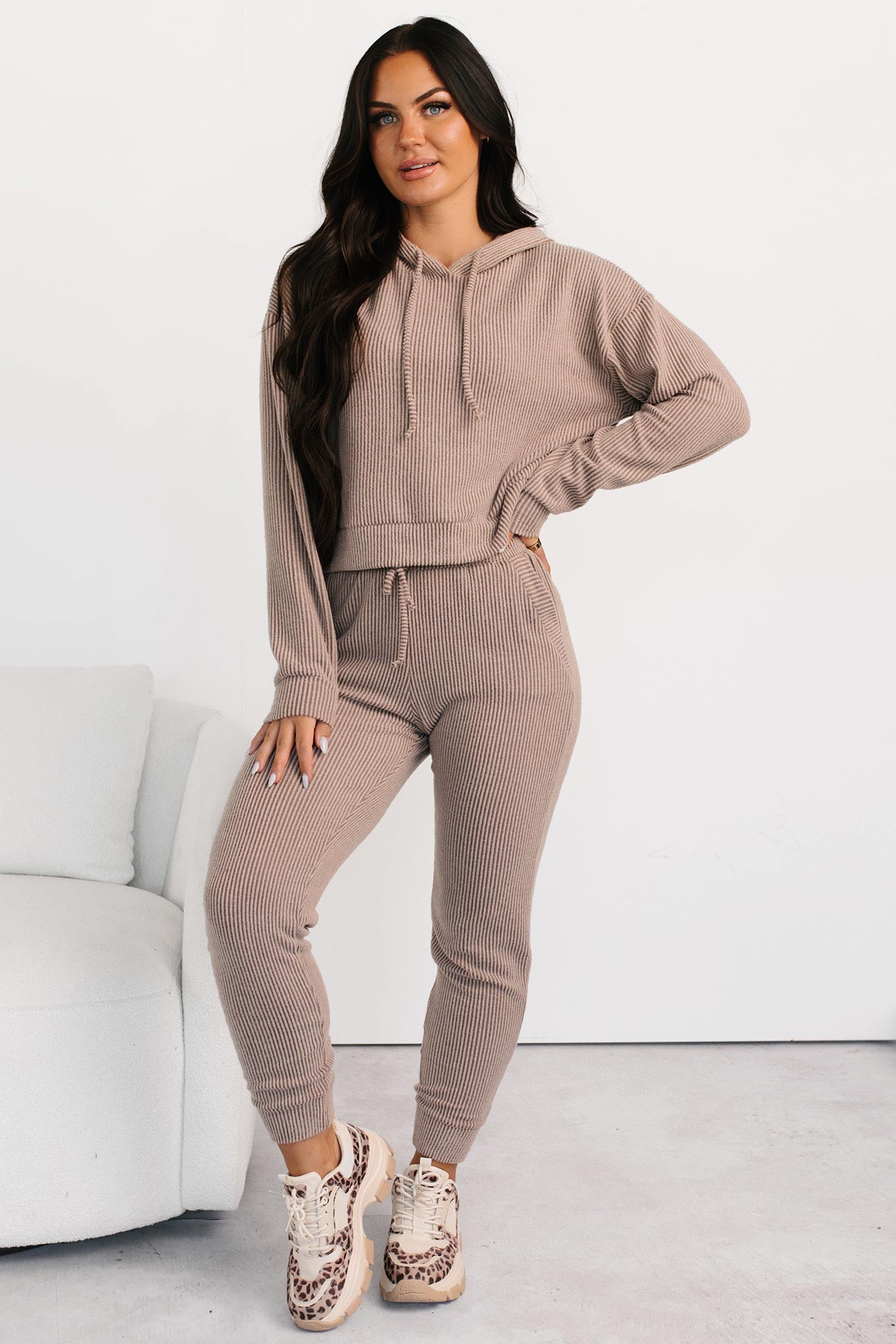 Mood Already Set Ribbed Jogger Pants (Mocha)-The Formal Wear