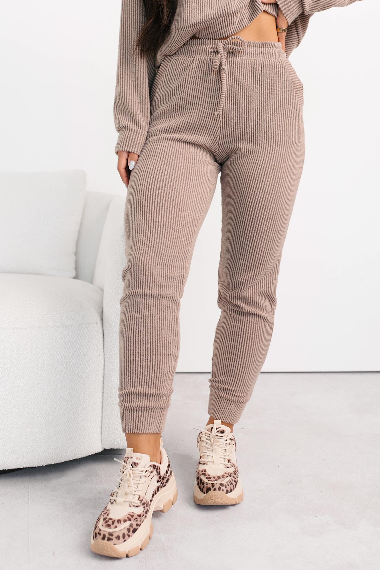 Mood Already Set Ribbed Jogger Pants (Mocha)-The Formal Wear