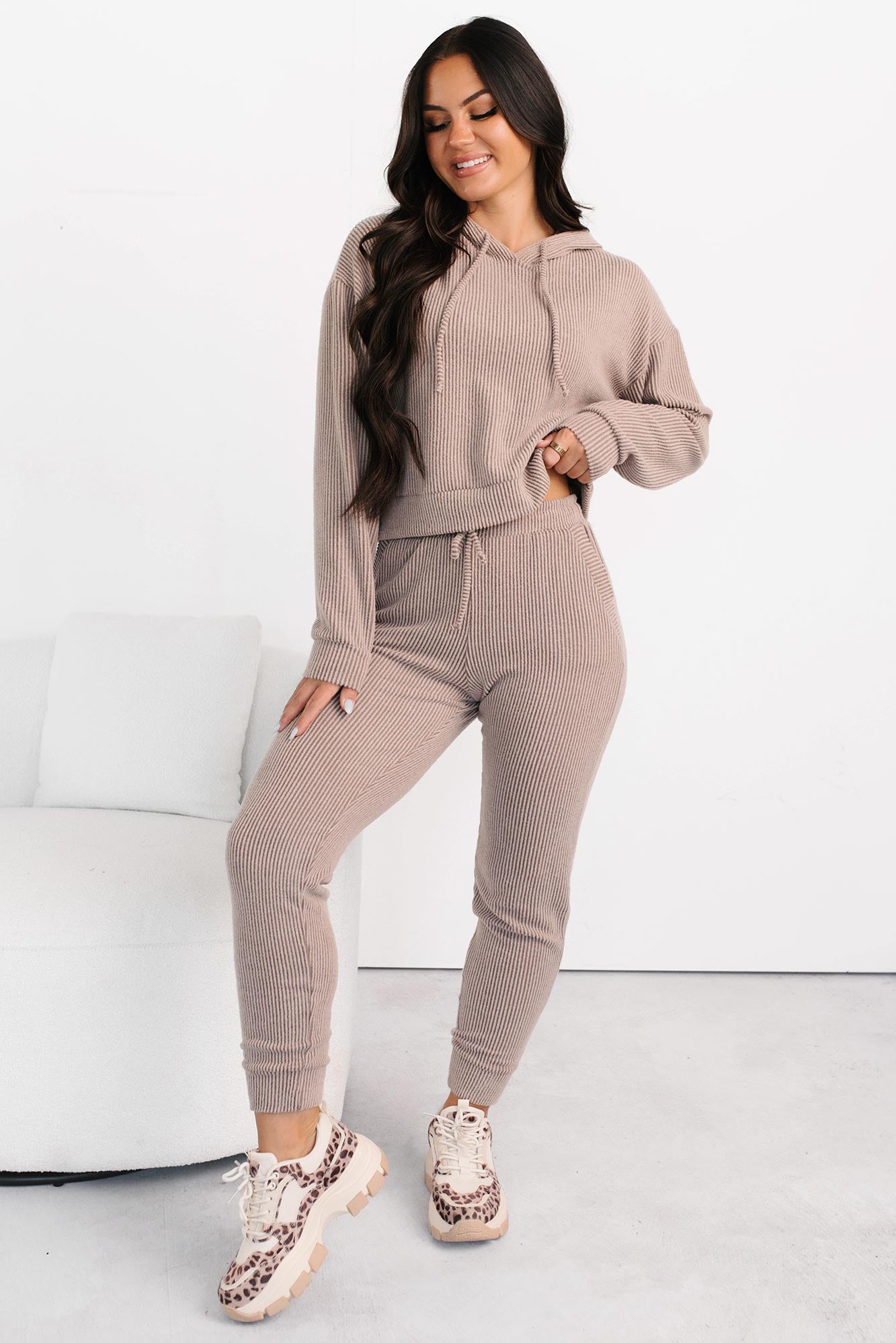 Mood Already Set Ribbed Jogger Pants (Mocha)-The Formal Wear
