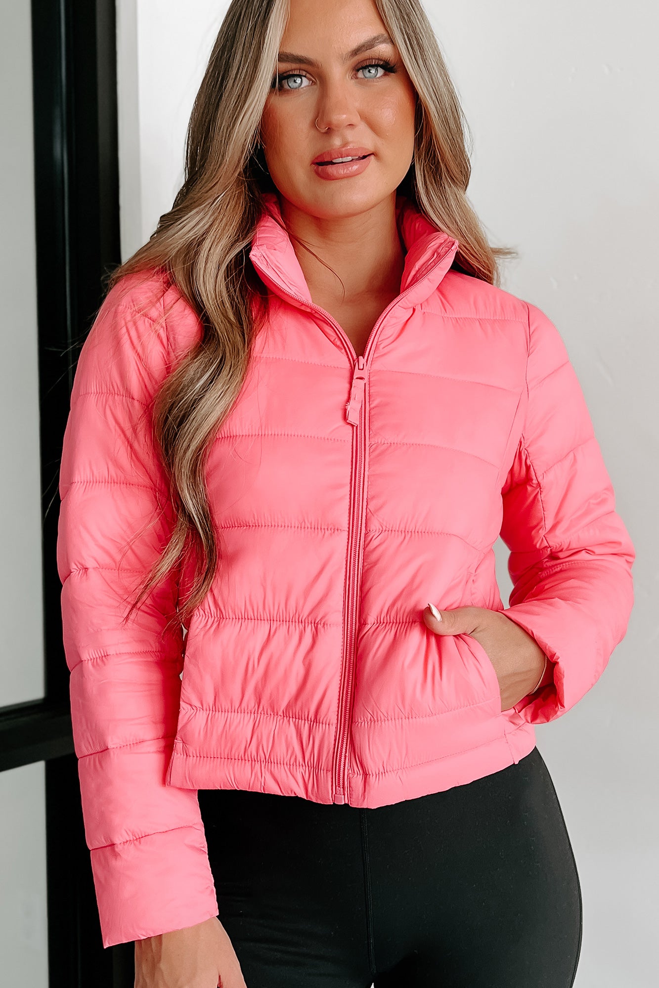 Cold Breeze Puffer Jacket (Pink)-The Formal Wear