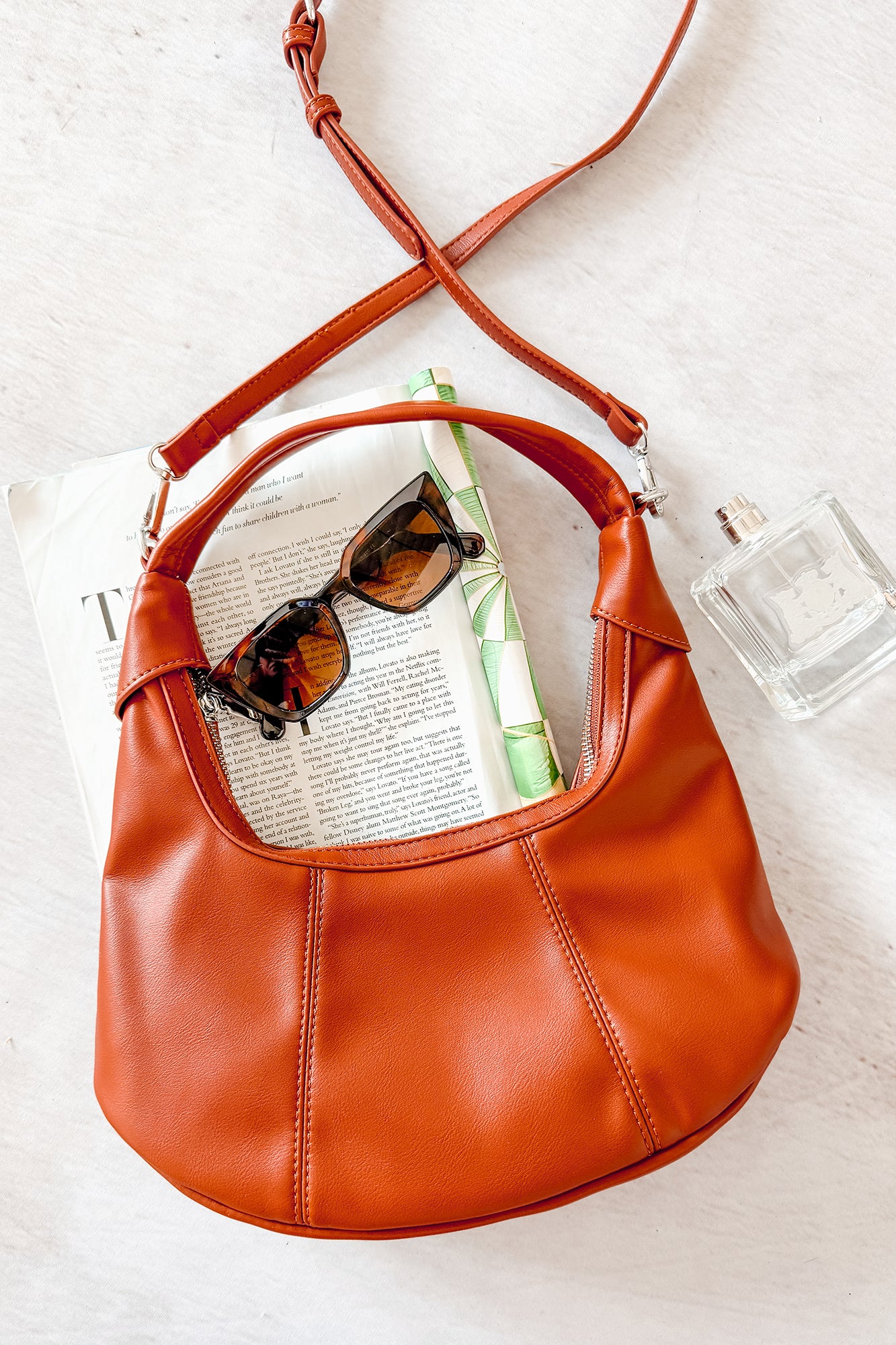 Queen's Move Faux Leather Round Handbag (Dark Brown)-The Formal Wear