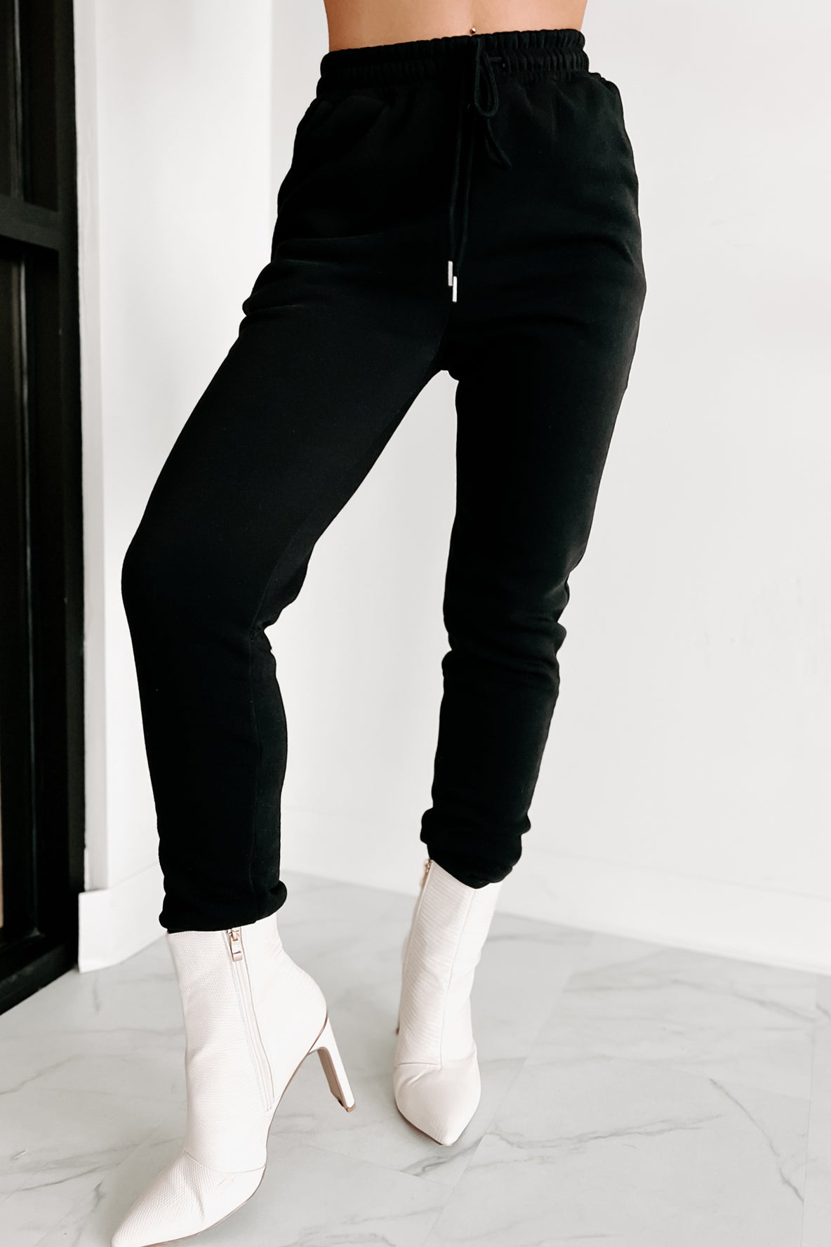 Living Comfortably Crop Hoodie & Joggers Set (Black)-The Formal Wear