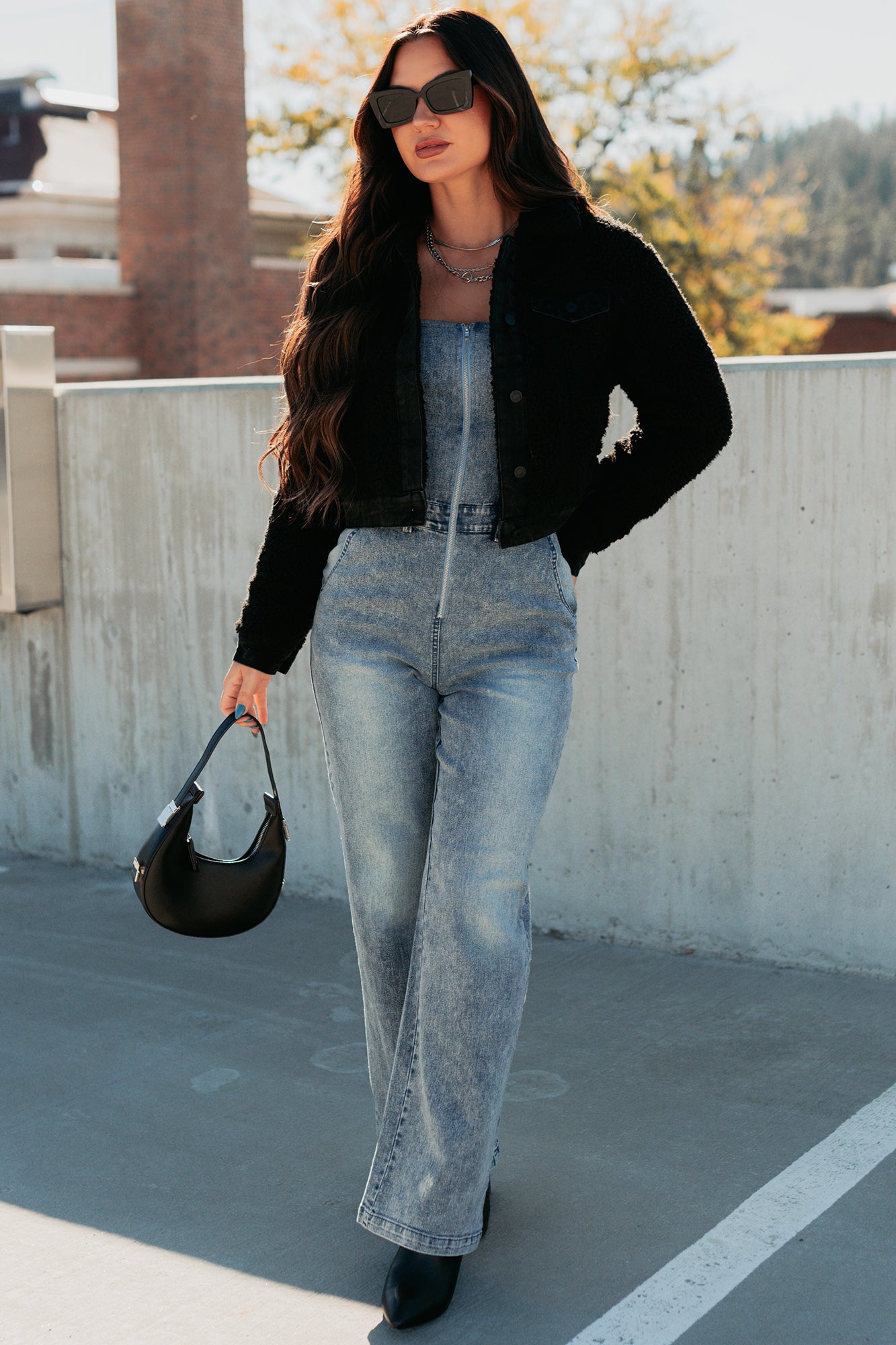 No Worries Here Sherpa Crop Kancan Jacket (Black)-The Formal Wear