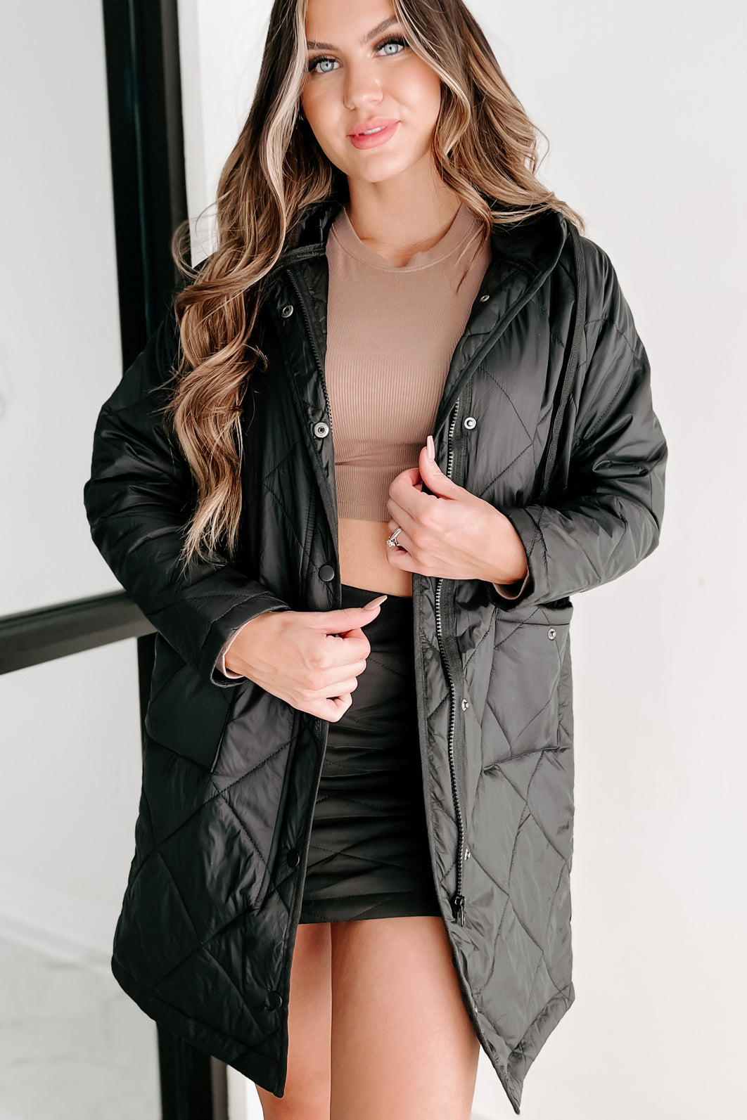 Holiday Steal- Winter Walks Quilted Coat (Black)-The Formal Wear
