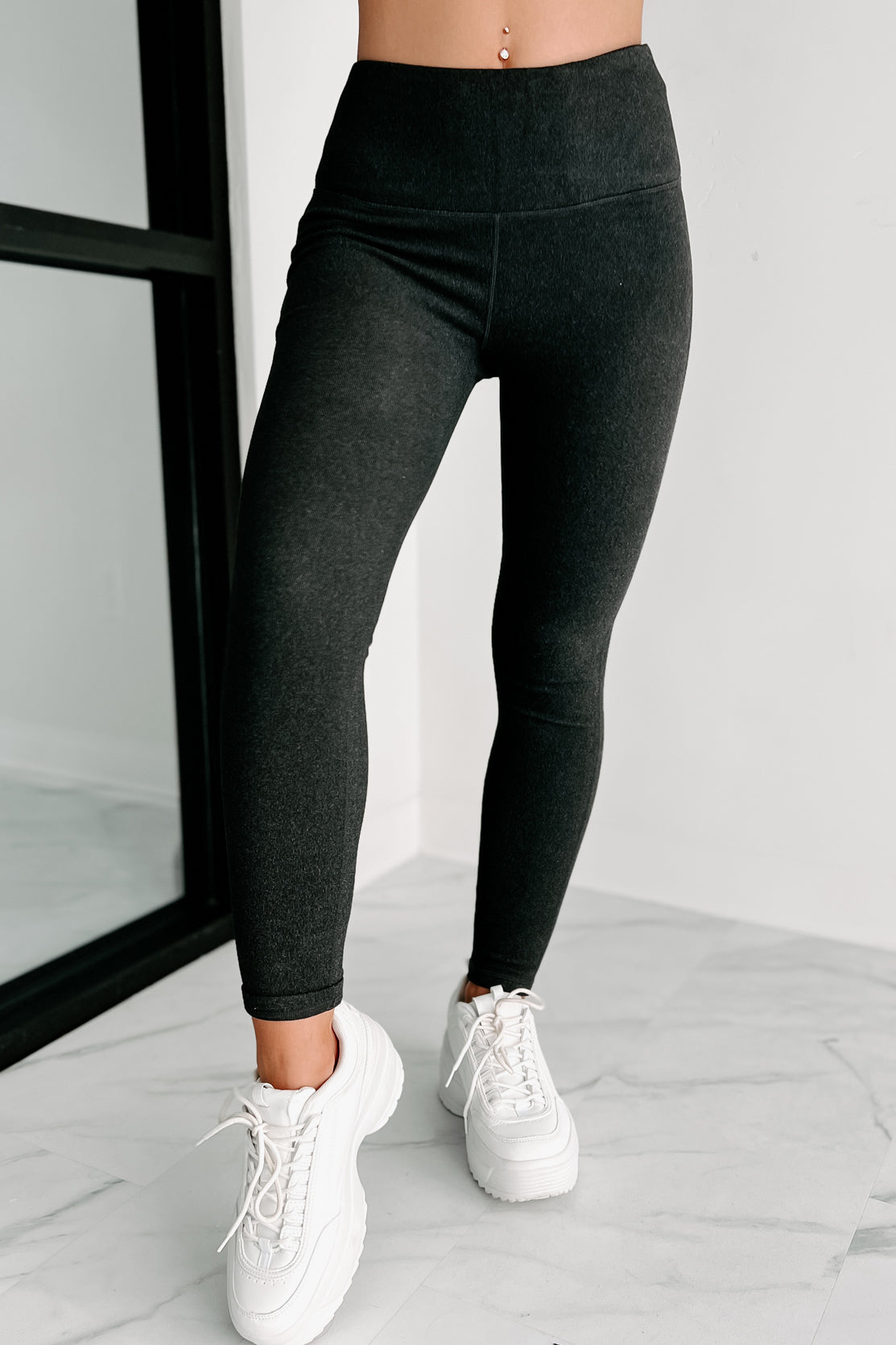 Doorbuster- Her Soft Side Brushed Fleece Leggings (Black)-The Formal Wear