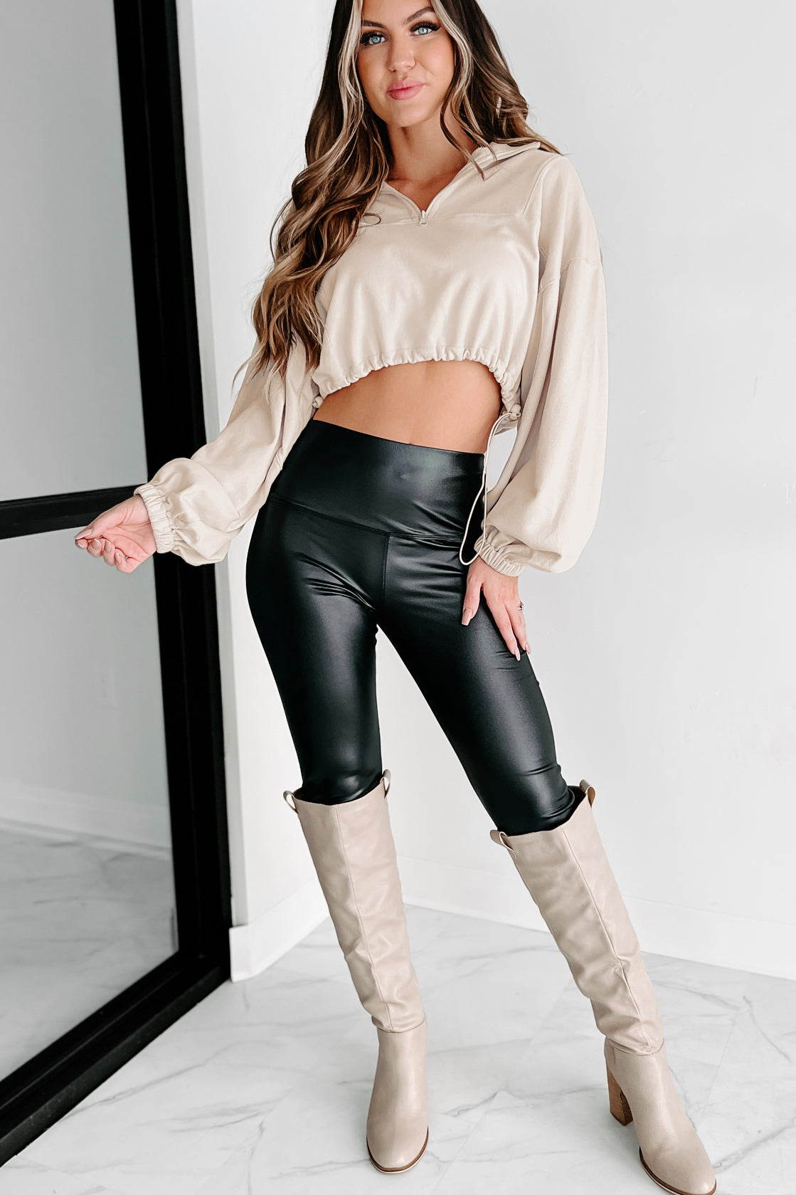 Doorbuster- I Don't Play Nice Faux Leather Leggings (Black)-The Formal Wear