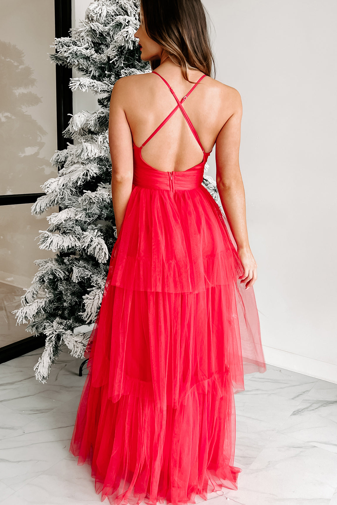 Having A Ball Tiered Maxi Dress (Red)-The Formal Wear