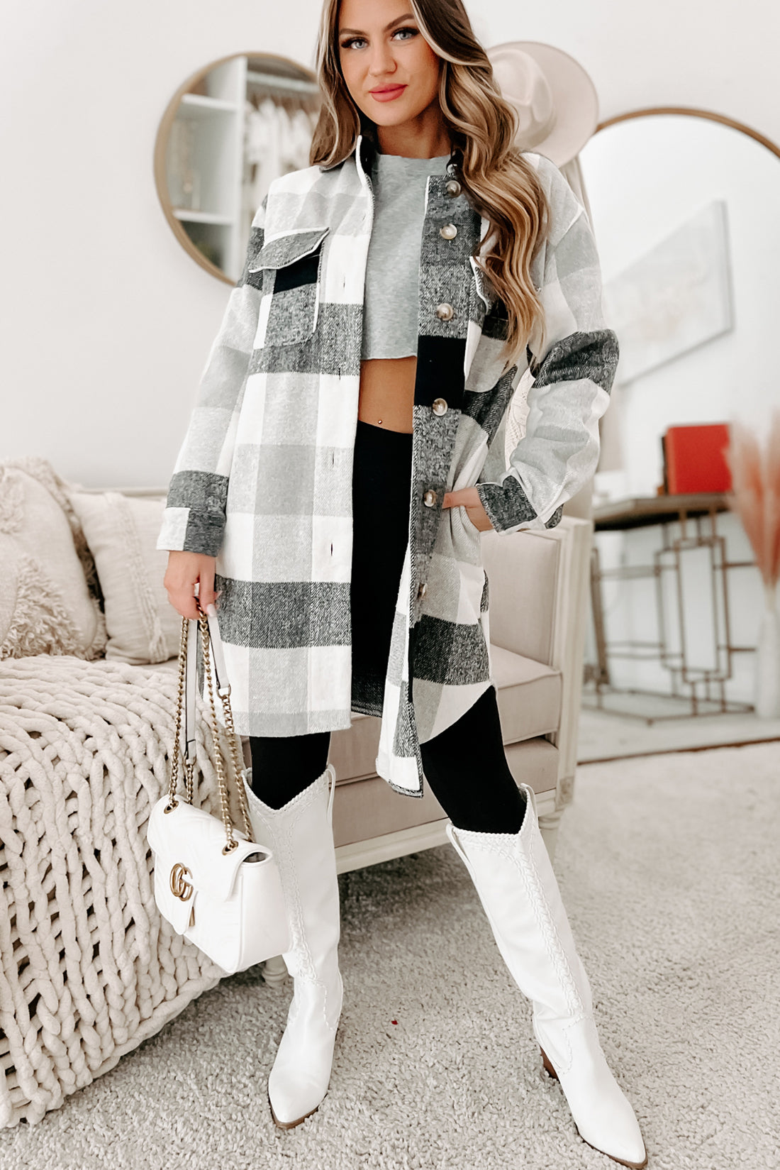 Emory Long Plaid Shacket (Black)-The Formal Wear