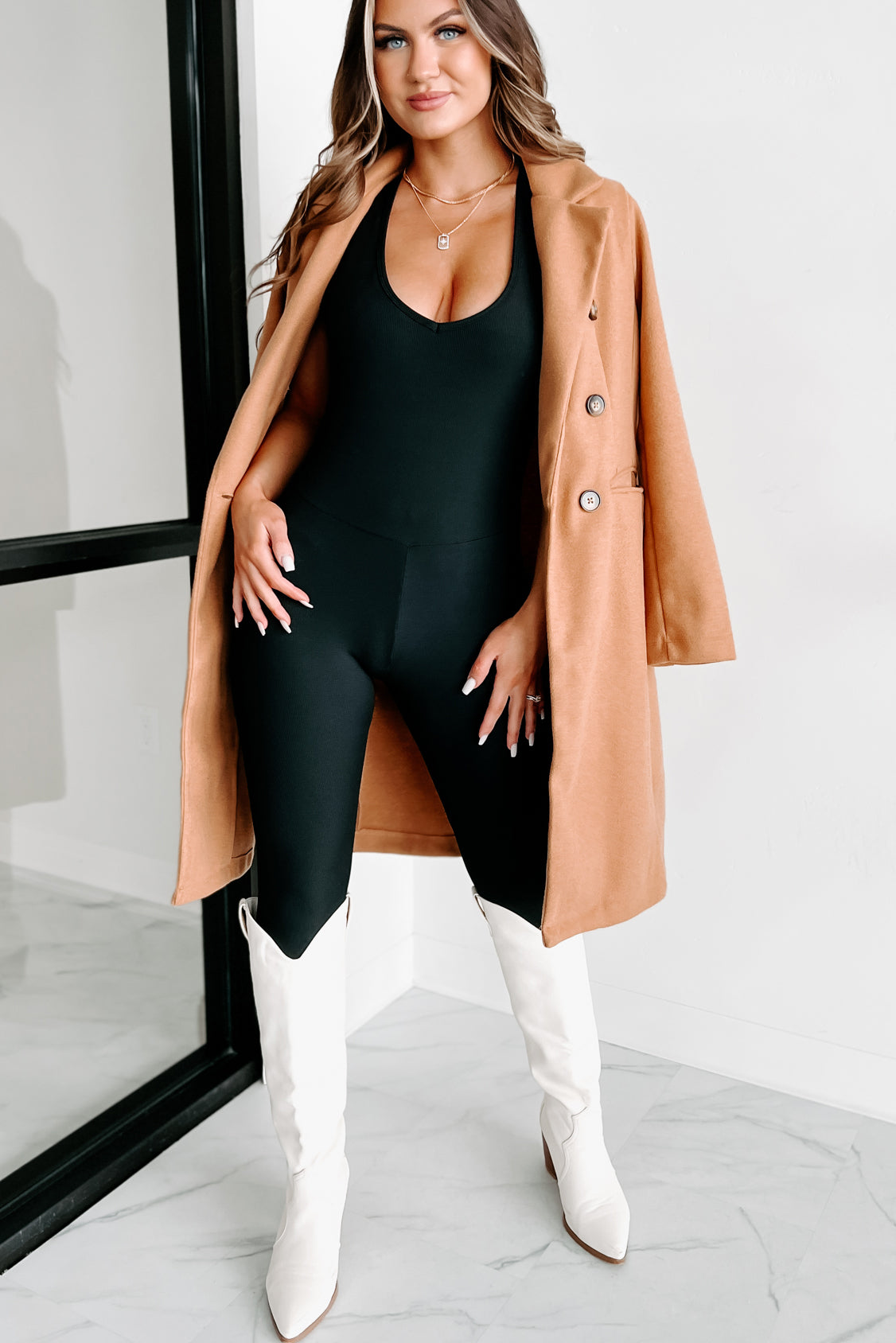 No Extra Baggage Ribbed Catsuit (Black)-The Formal Wear