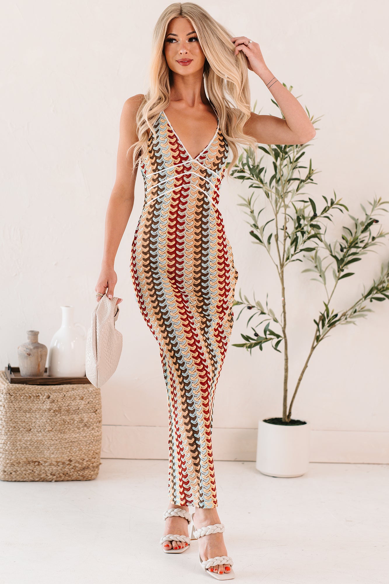 Sunglow State Crochet Halter Maxi Dress (Multi)-The Formal Wear