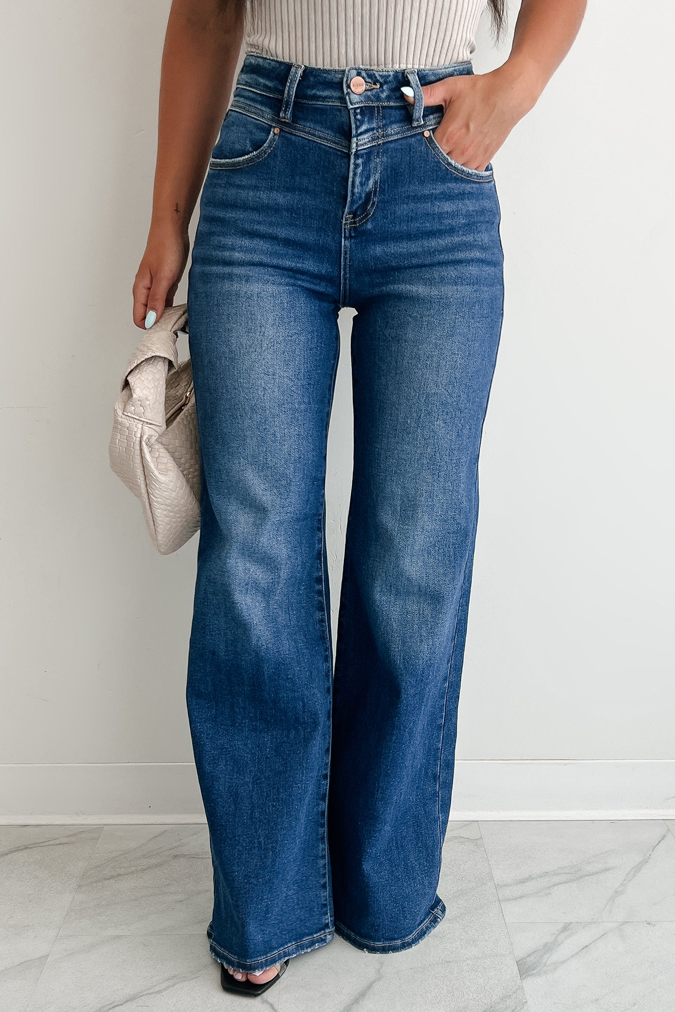 Sheridan High Rise Wide Leg Risen Jeans (Dark)-The Formal Wear