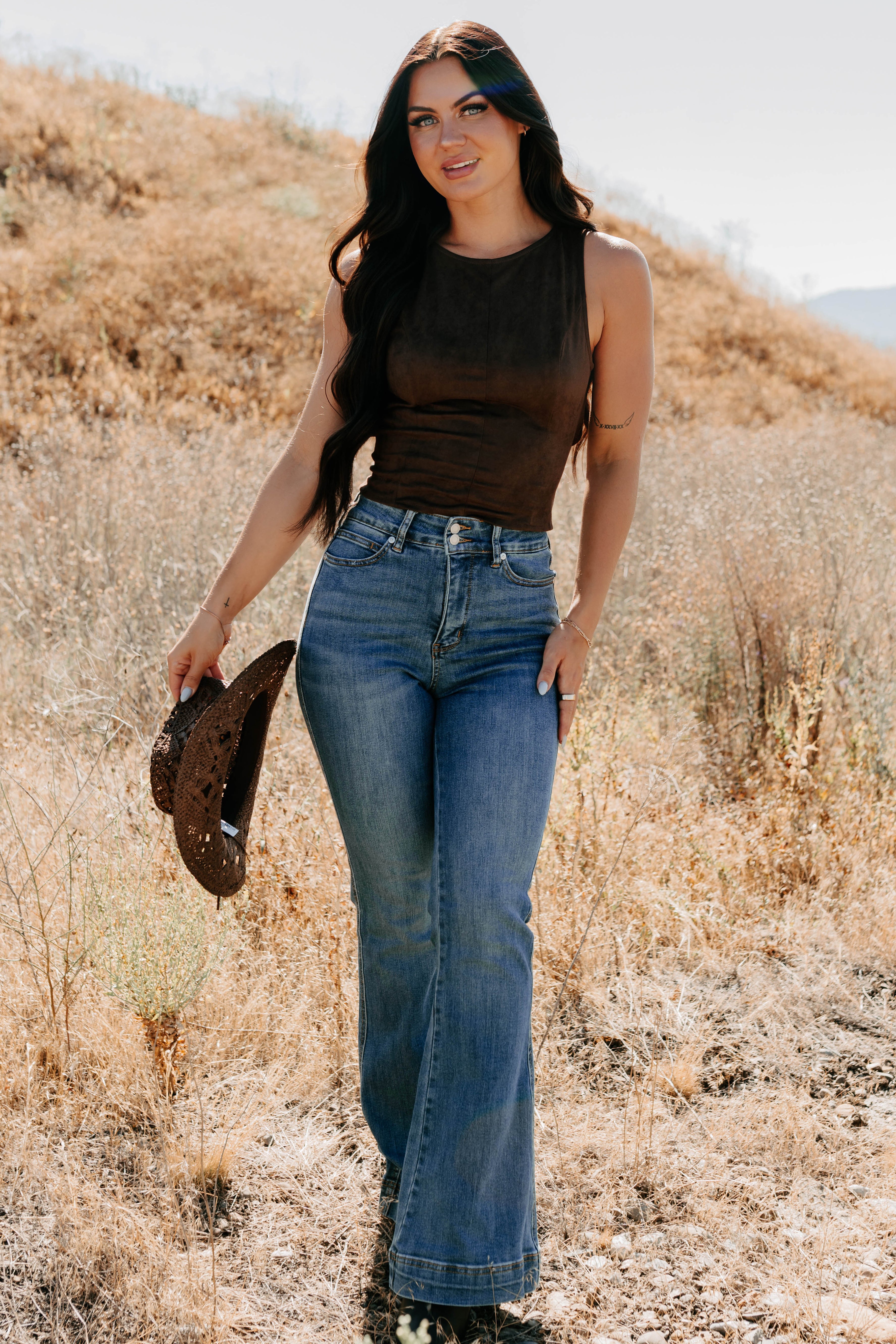 Add To Lore Open Back Lace-Up Suede Top (Brown)-The Formal Wear