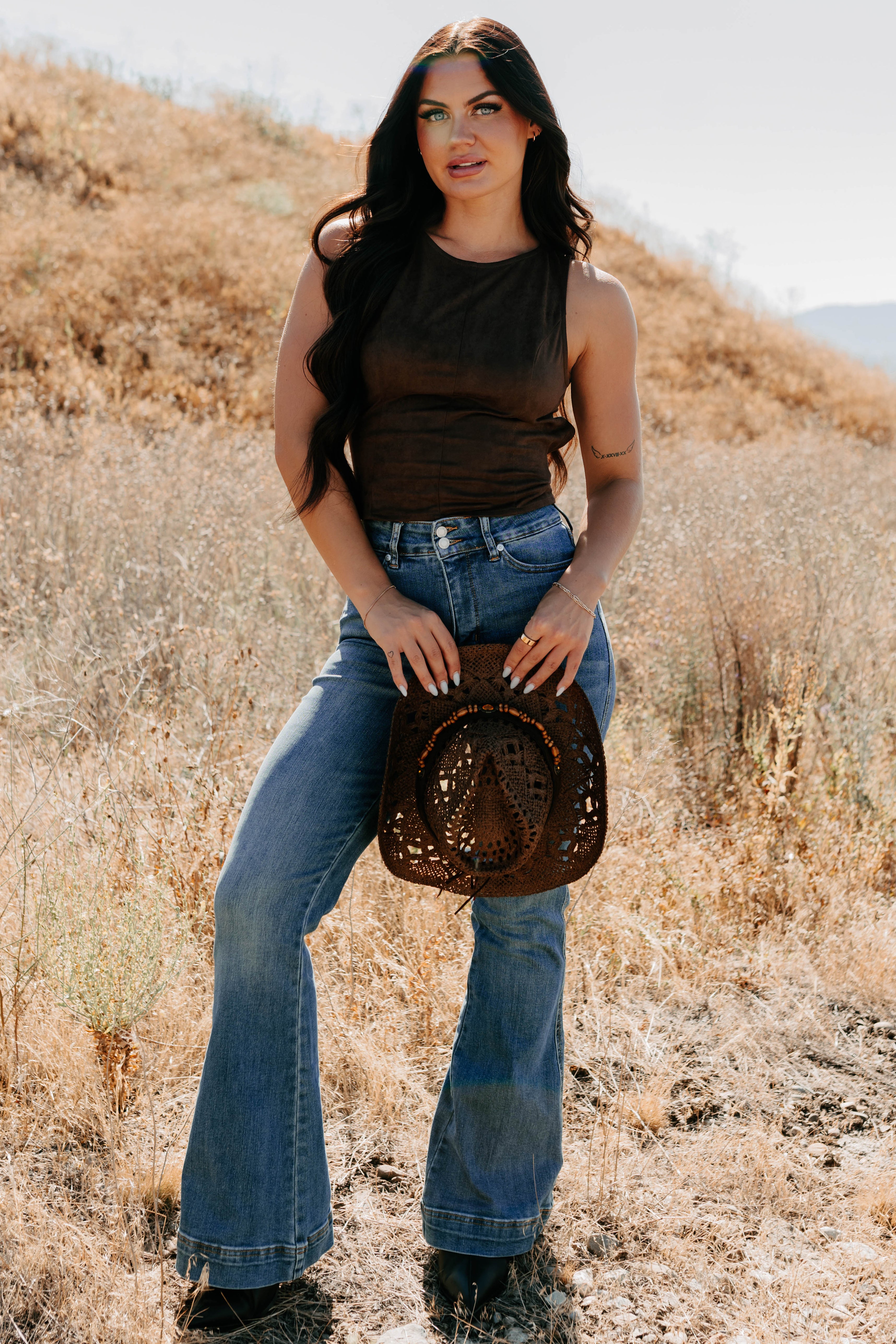 Add To Lore Open Back Lace-Up Suede Top (Brown)-The Formal Wear