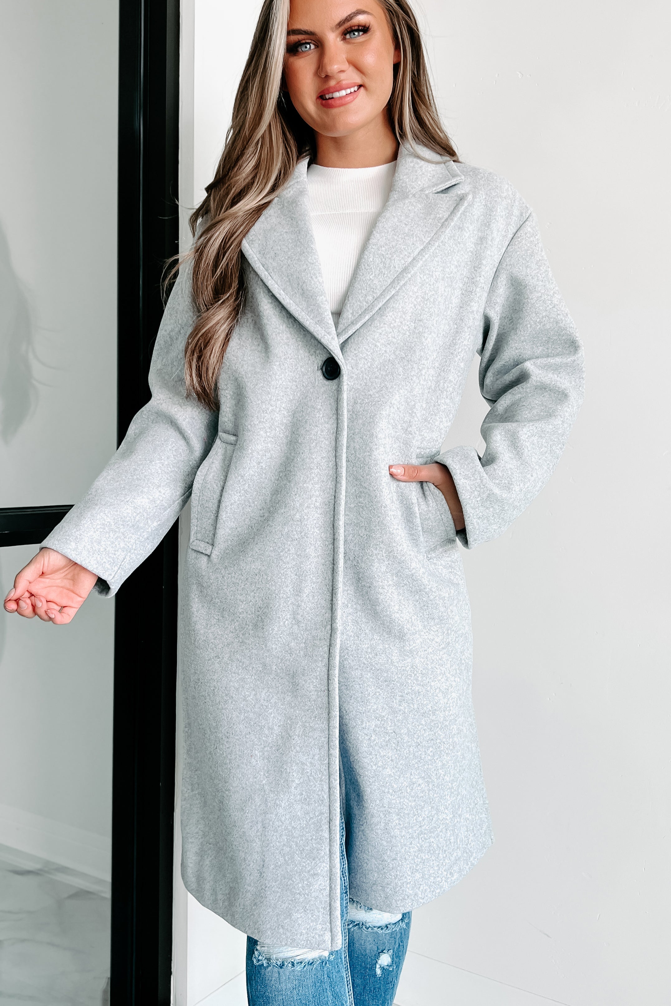 Can't Explain It Brushed Knit Longline Coat (Heather Grey)-The Formal Wear