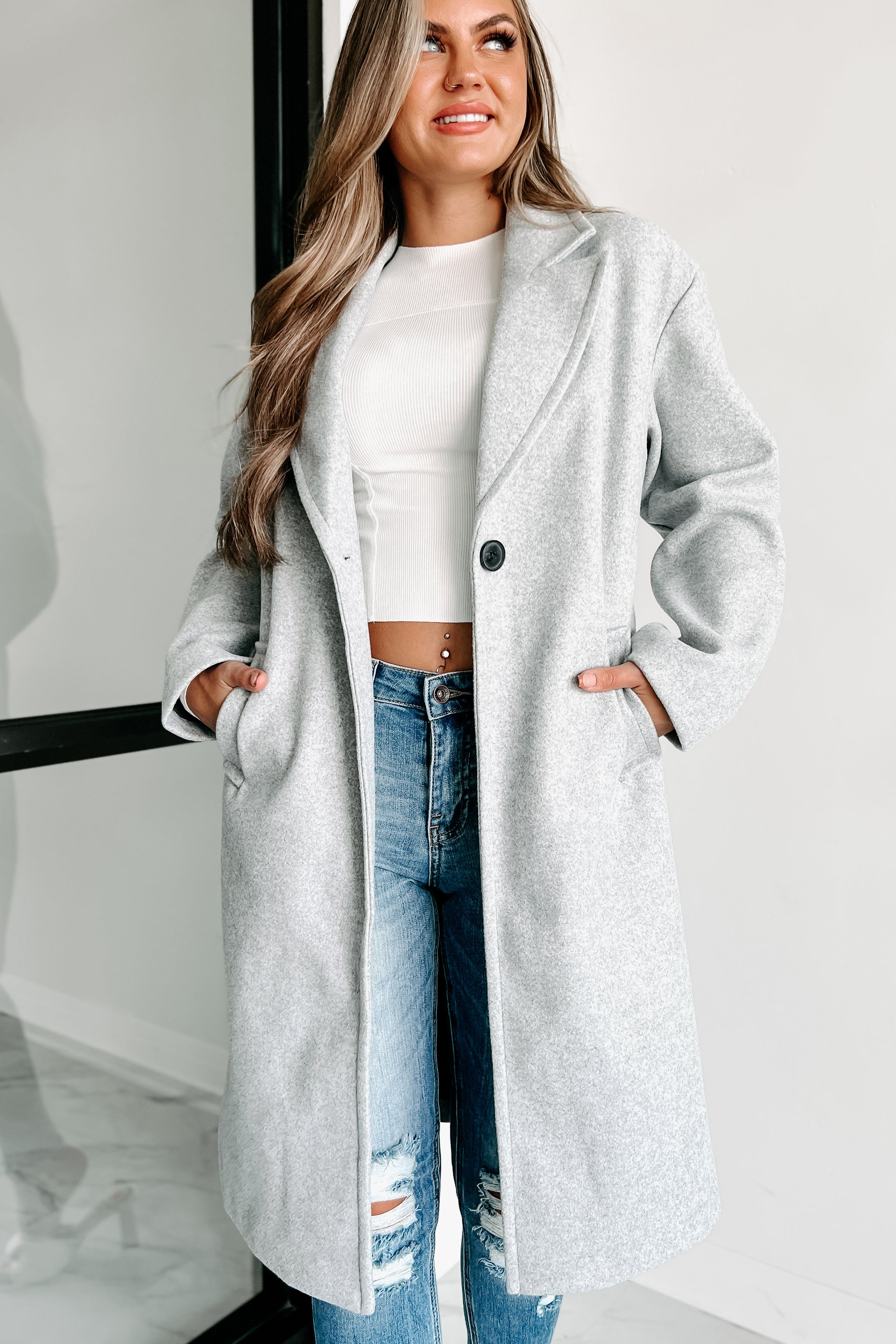 Can't Explain It Brushed Knit Longline Coat (Heather Grey)-The Formal Wear