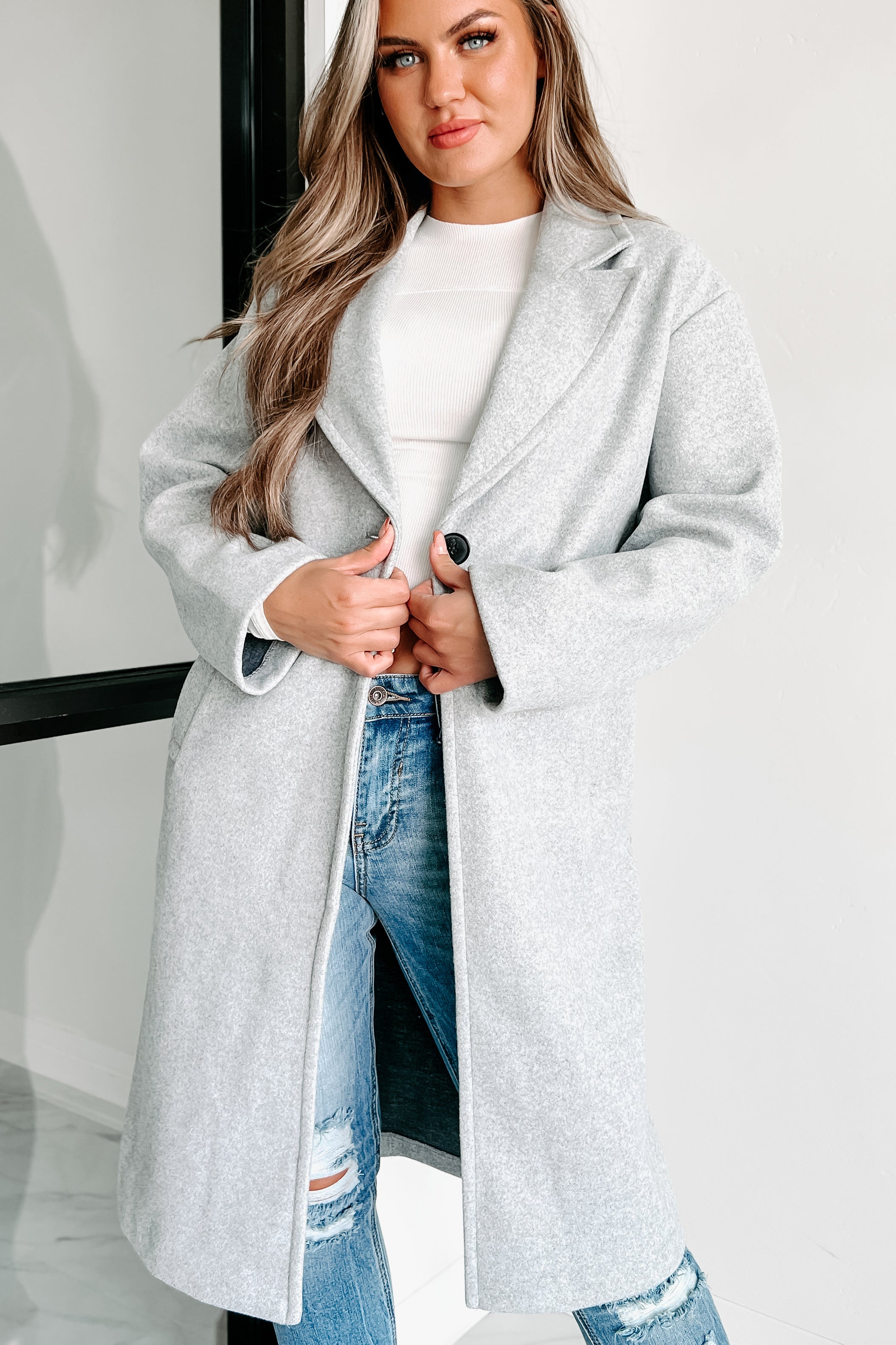 Can't Explain It Brushed Knit Longline Coat (Heather Grey)-The Formal Wear