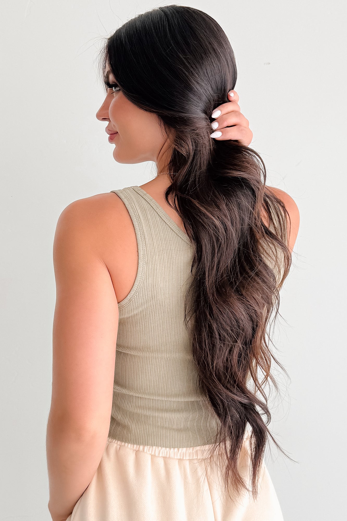 Fresh Start Scoop Neck Sleeveless Ribbed Top (Sage)-The Formal Wear