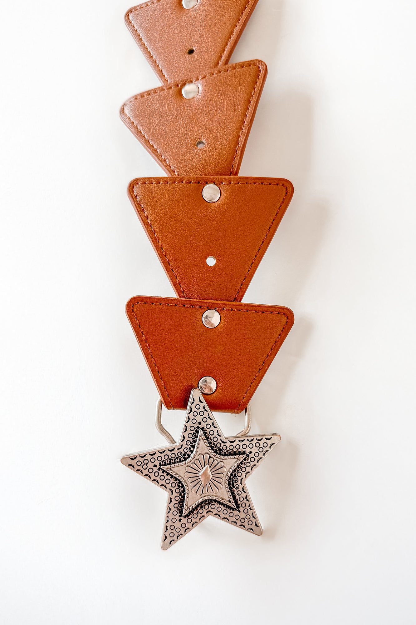 In The Night Sky Faux Leather Triangle Chain Belt (Brown)-The Formal Wear