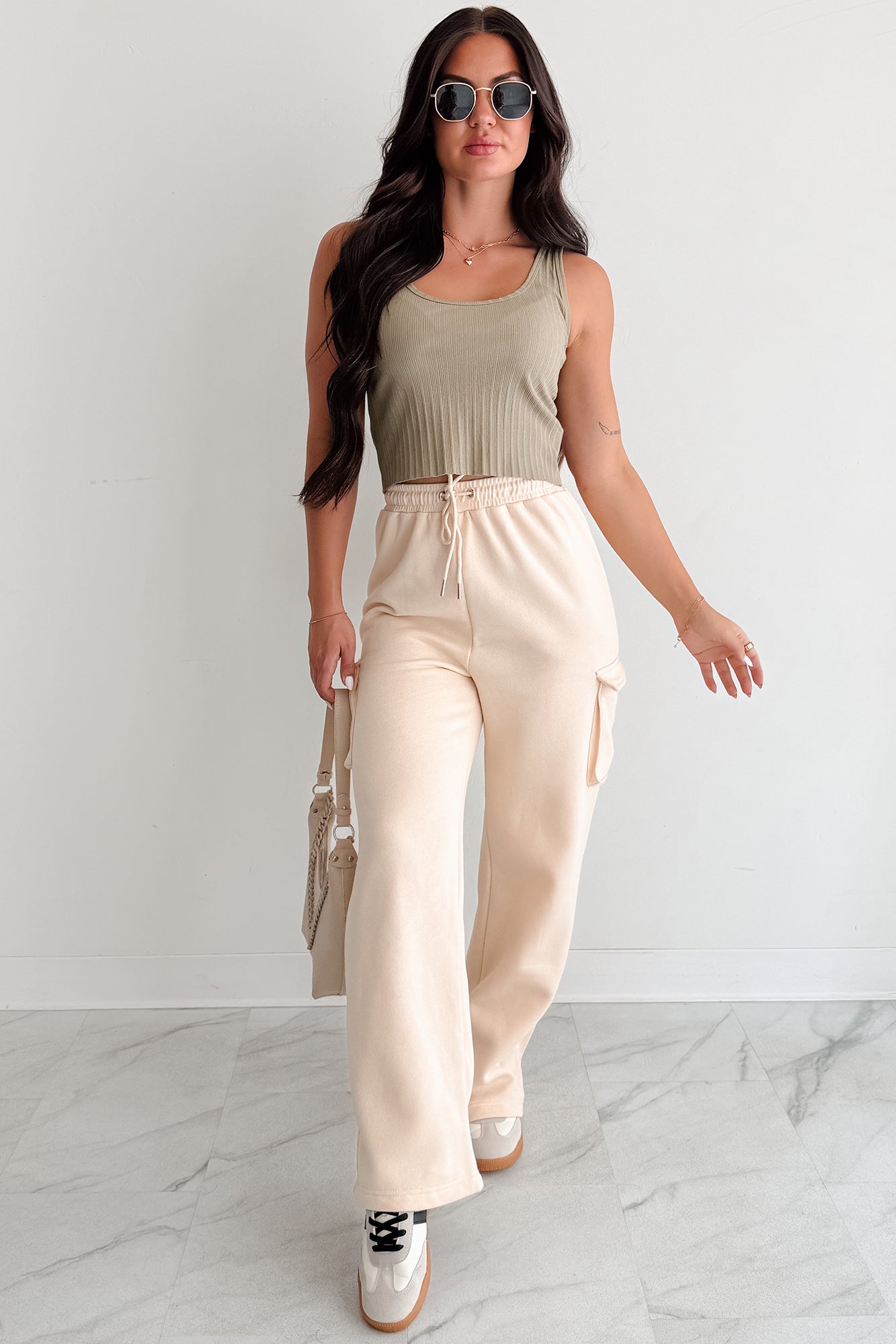 Fresh Start Scoop Neck Sleeveless Ribbed Top (Sage)-The Formal Wear