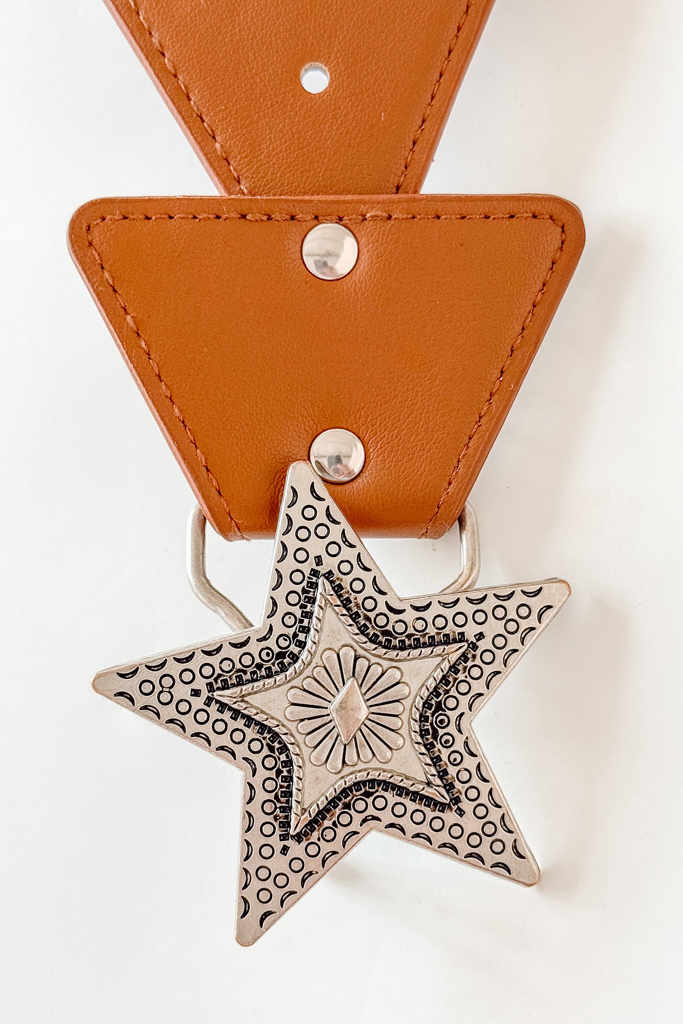 In The Night Sky Faux Leather Triangle Chain Belt (Brown)-The Formal Wear