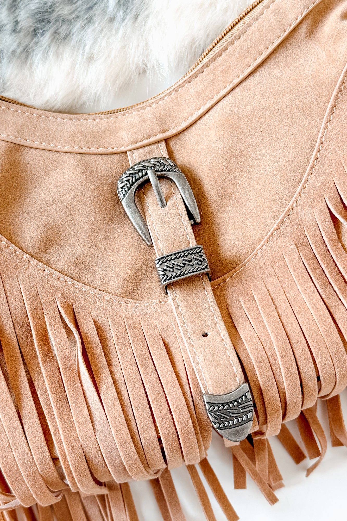 Wildflower Whiskey Faux Suede Fringe Bag (Taupe)-The Formal Wear