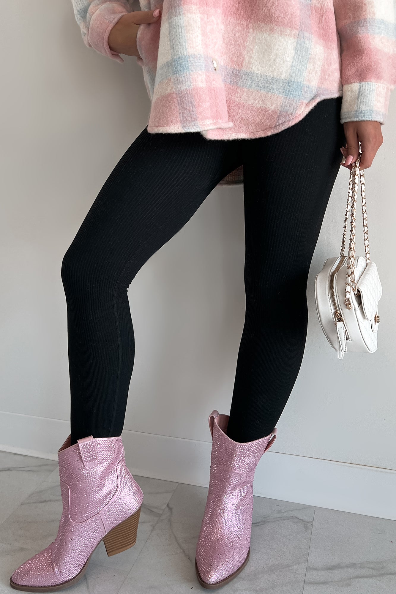 Fall Retreat High Waist Ribbed Leggings (Black)-The Formal Wear