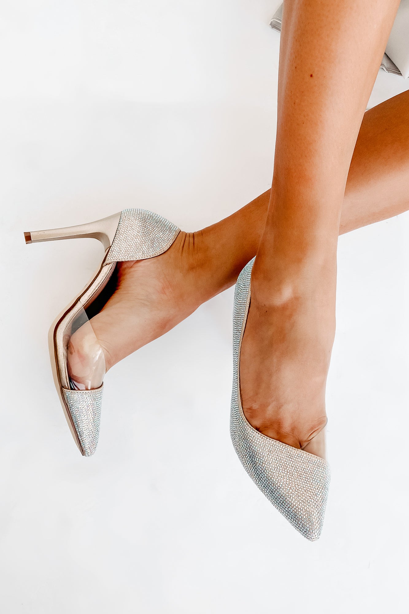 Champagne & Caviar Rhinestone Pumps (Nude)-The Formal Wear