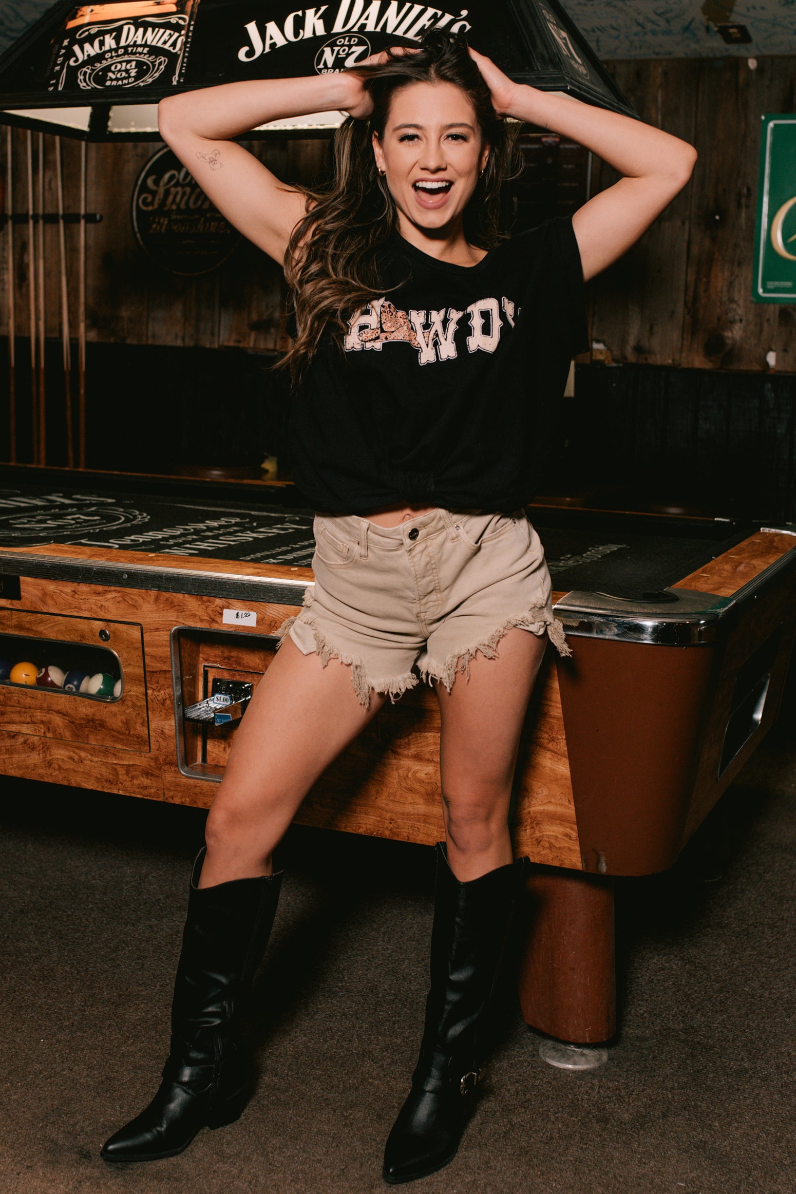 Breaking Horses Knotted "Howdy" Graphic Top (Black)-The Formal Wear