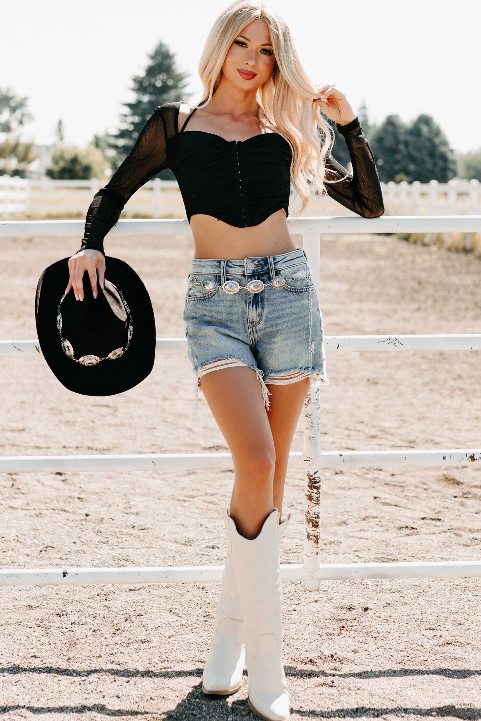 Whisper Of Romance Sweetheart Mesh Crop Top (Black)-The Formal Wear