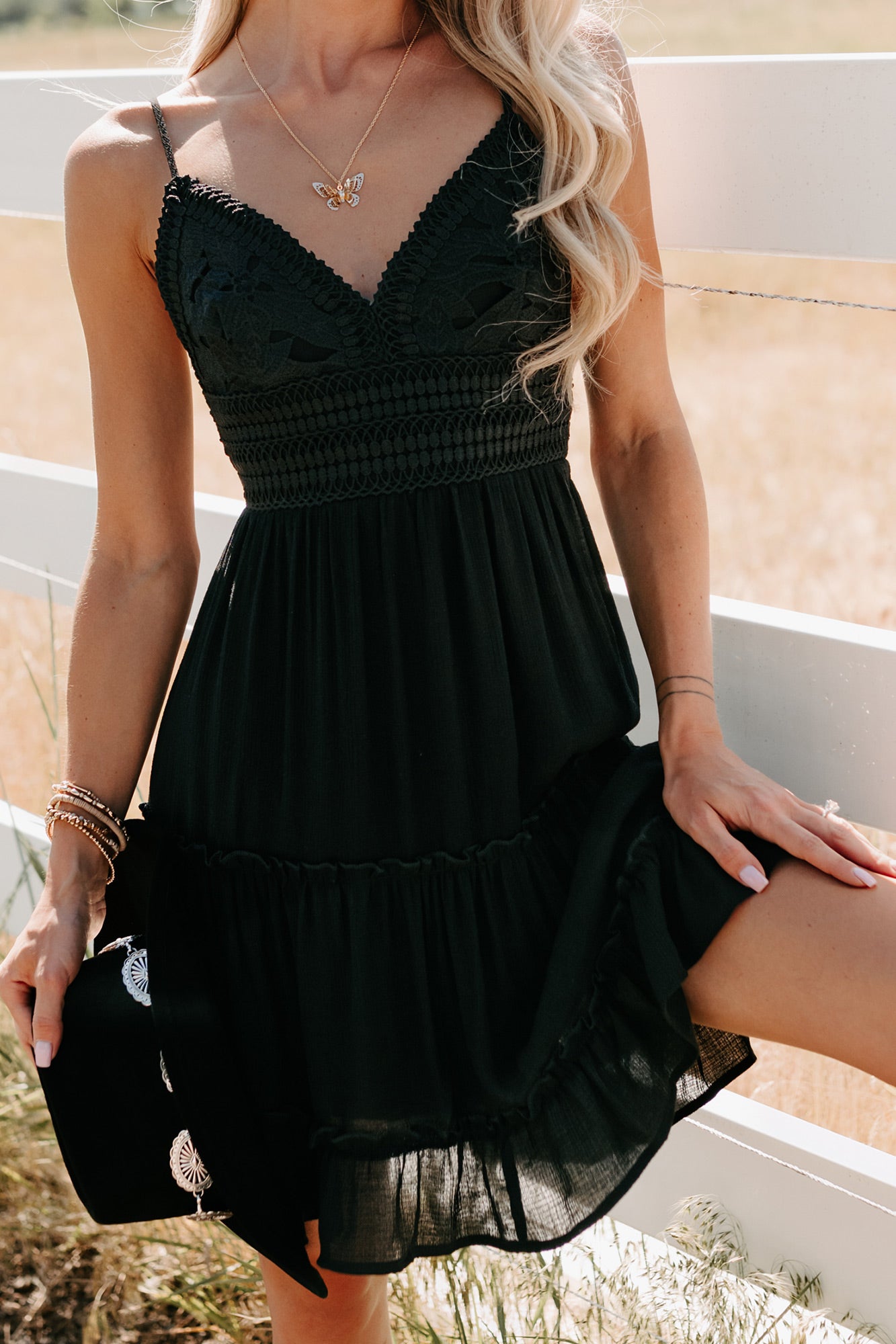 Someone To Love Lace Panel Mini Dress (Black)-The Formal Wear