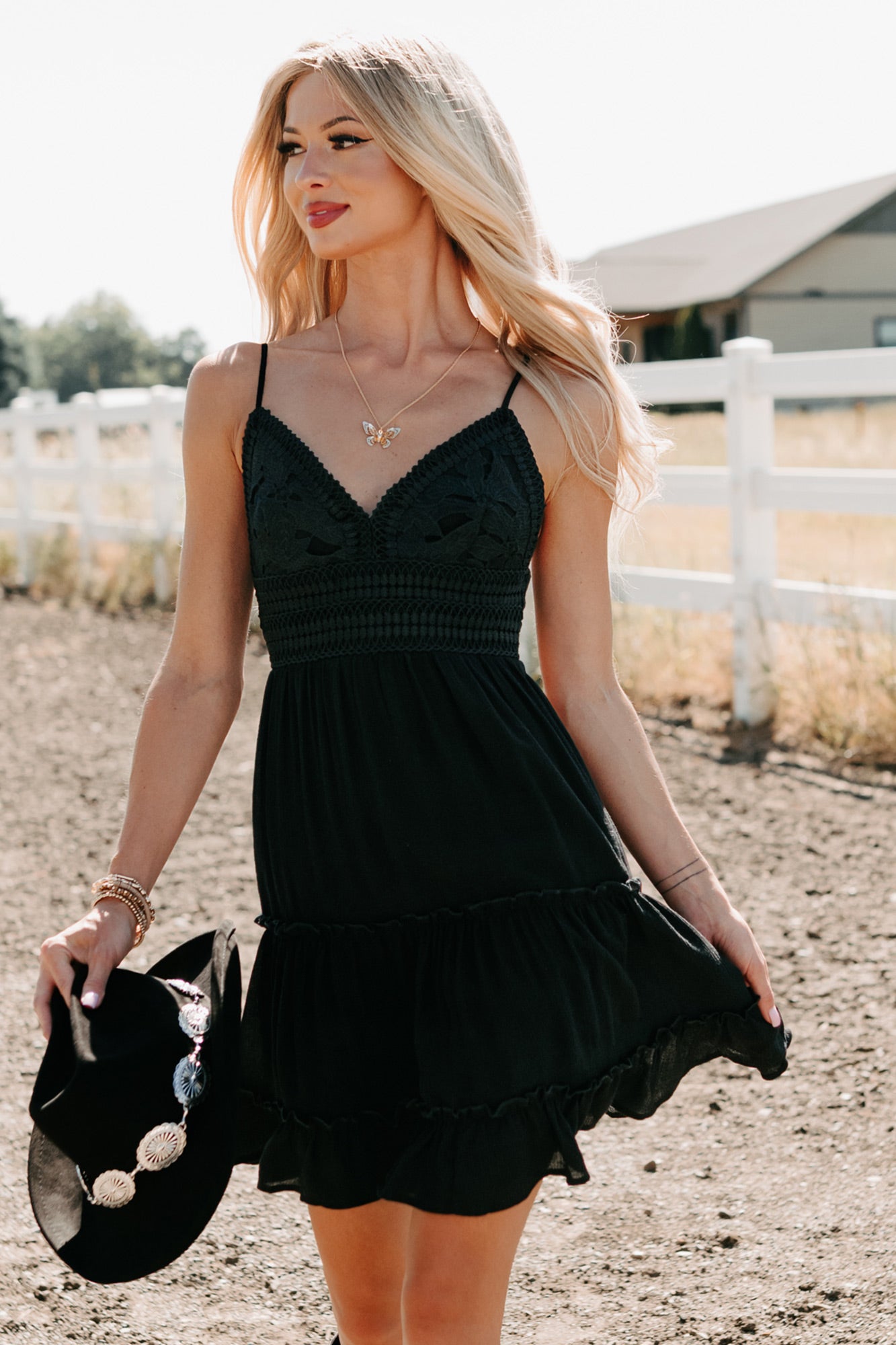 Someone To Love Lace Panel Mini Dress (Black)-The Formal Wear