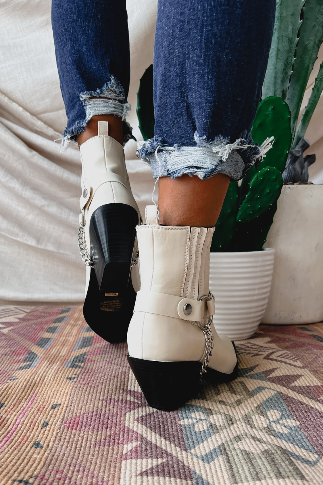 Freedom Rider Billini Western Ankle Boots (Bone)-The Formal Wear