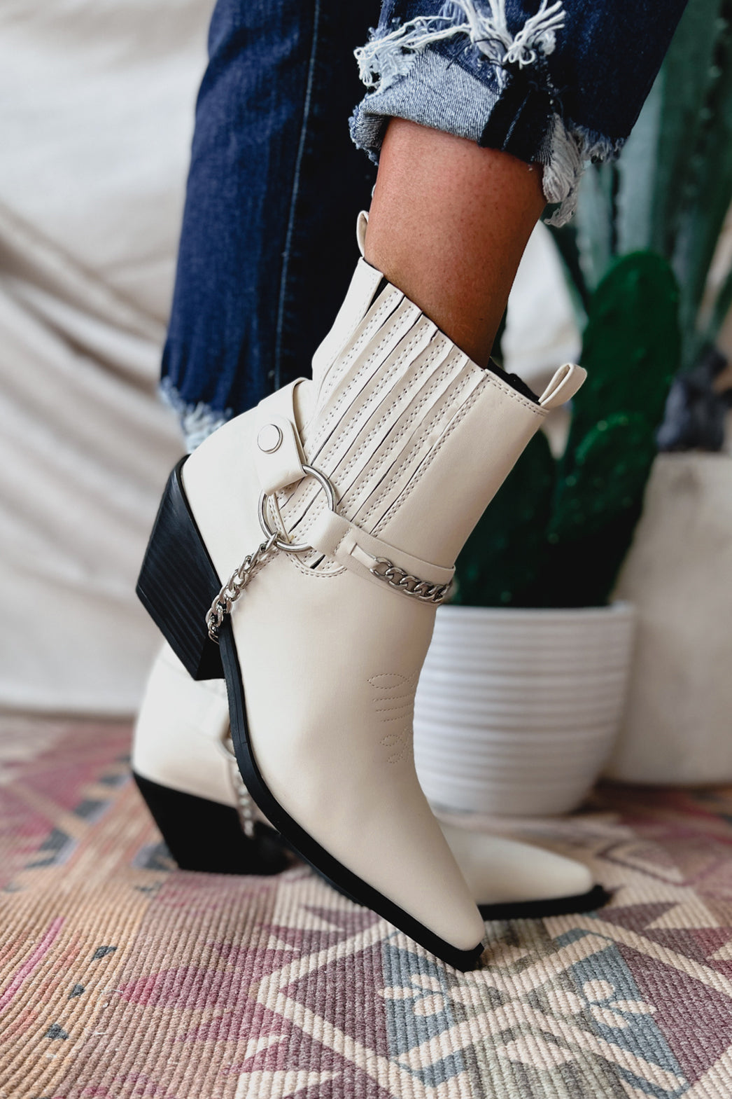 Freedom Rider Billini Western Ankle Boots (Bone)-The Formal Wear
