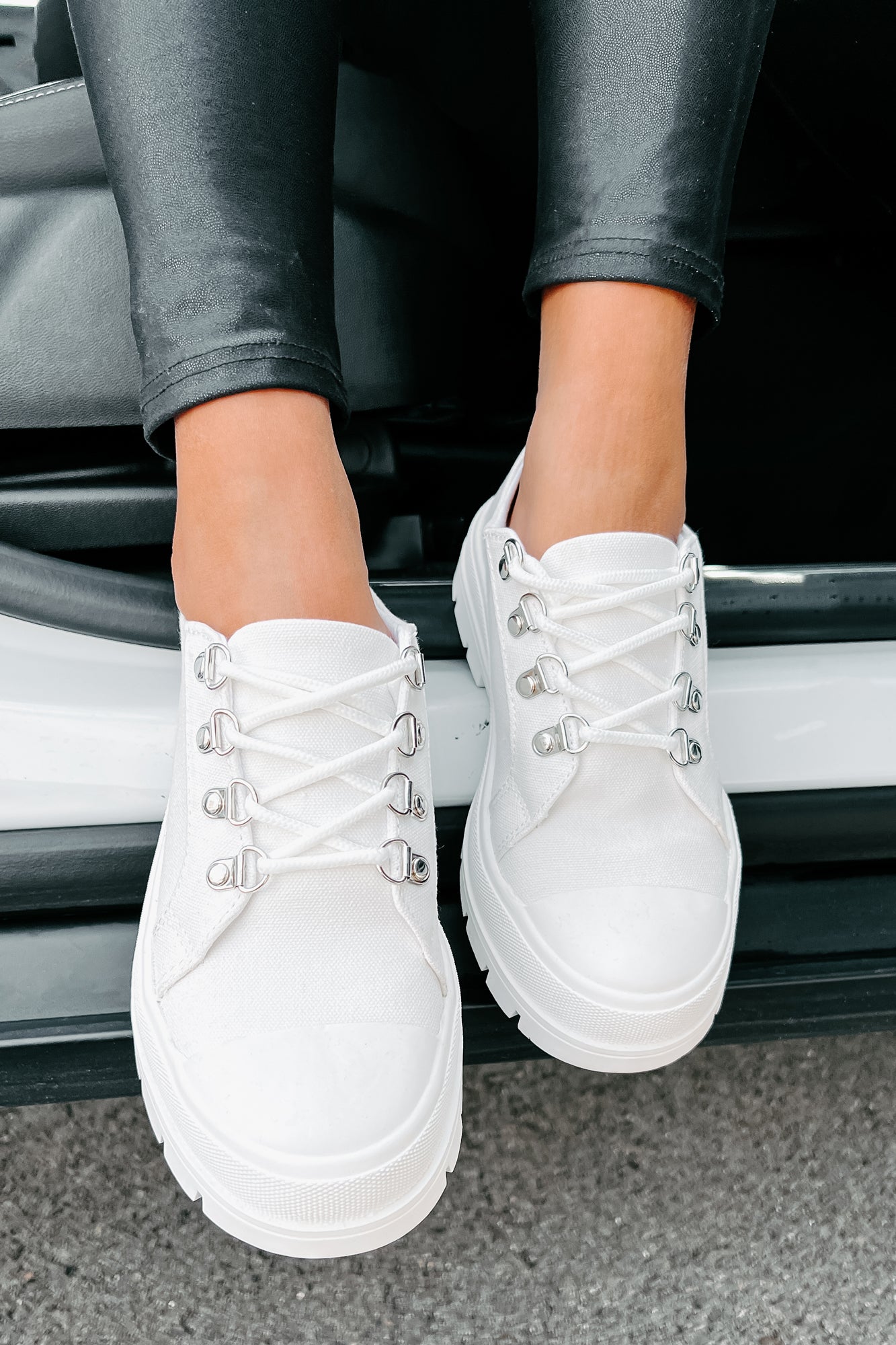 Walk It Off Canvas Lug Sneakers (White)-The Formal Wear