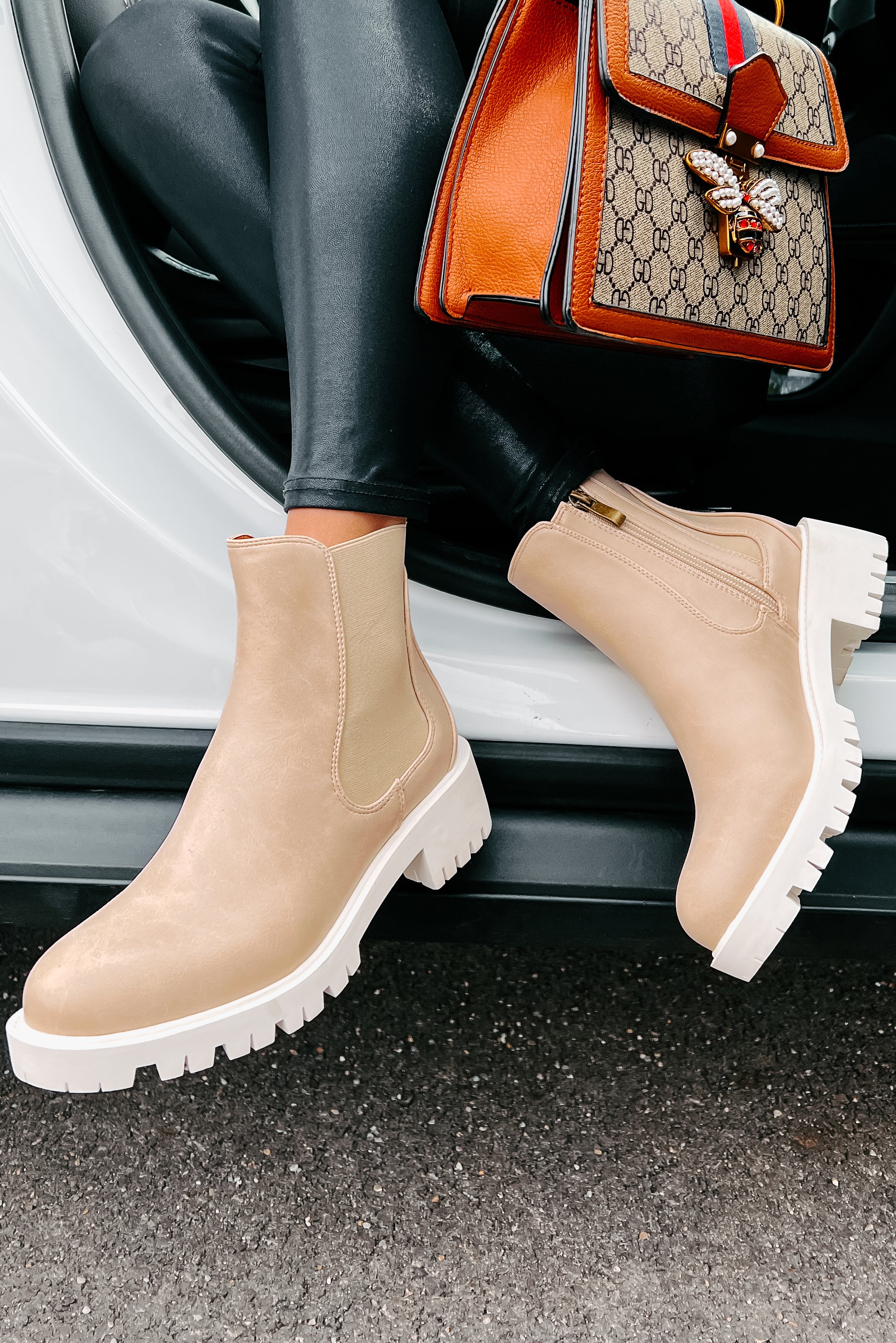 Dreya Lug Sole Chelsea Boots (Nude)-The Formal Wear