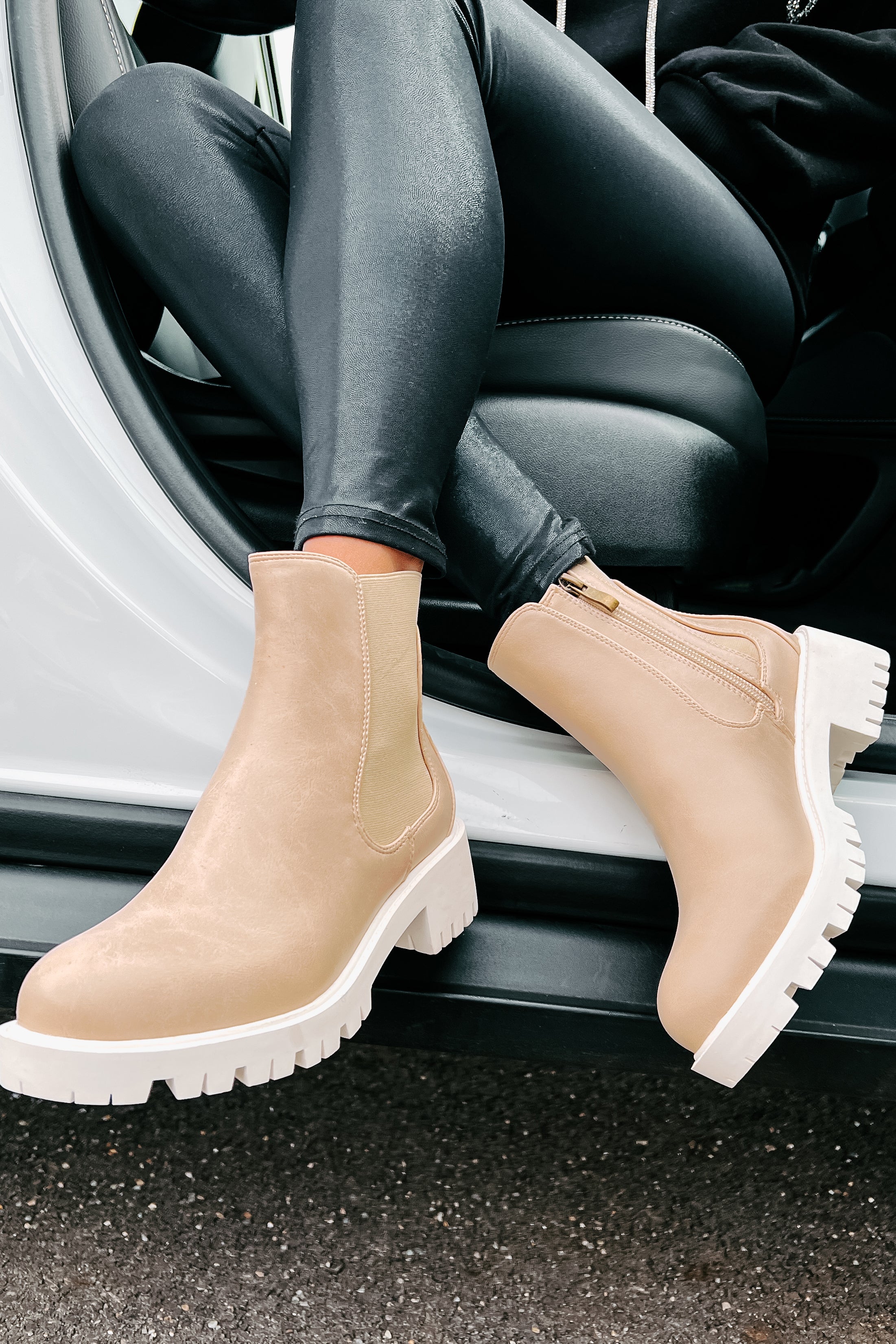 Dreya Lug Sole Chelsea Boots (Nude)-The Formal Wear