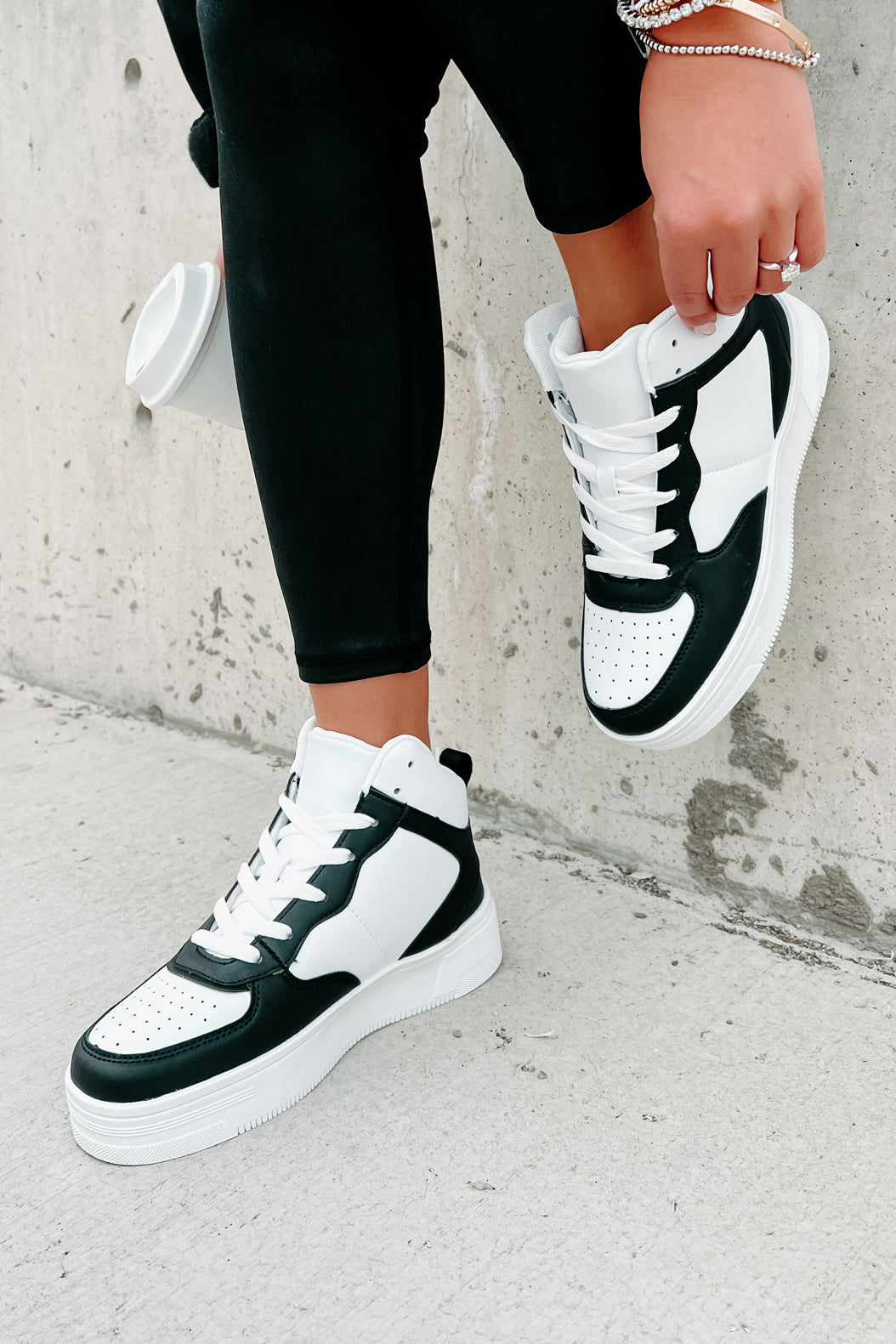 Here To Hoop High-Top Sneakers (Black/White)-The Formal Wear