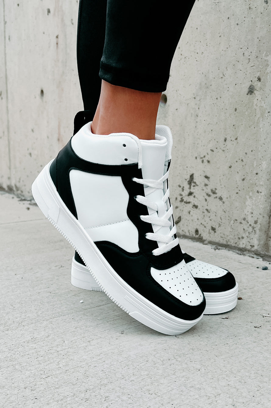 Here To Hoop High-Top Sneakers (Black/White)-The Formal Wear
