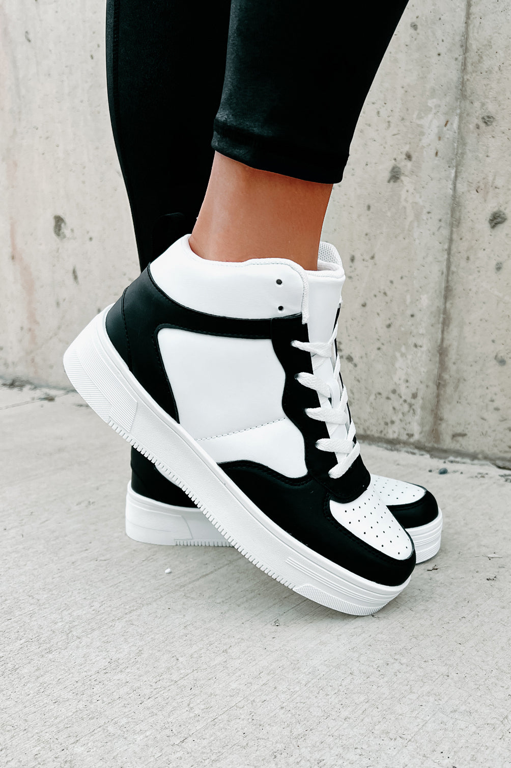 Here To Hoop High-Top Sneakers (Black/White)-The Formal Wear