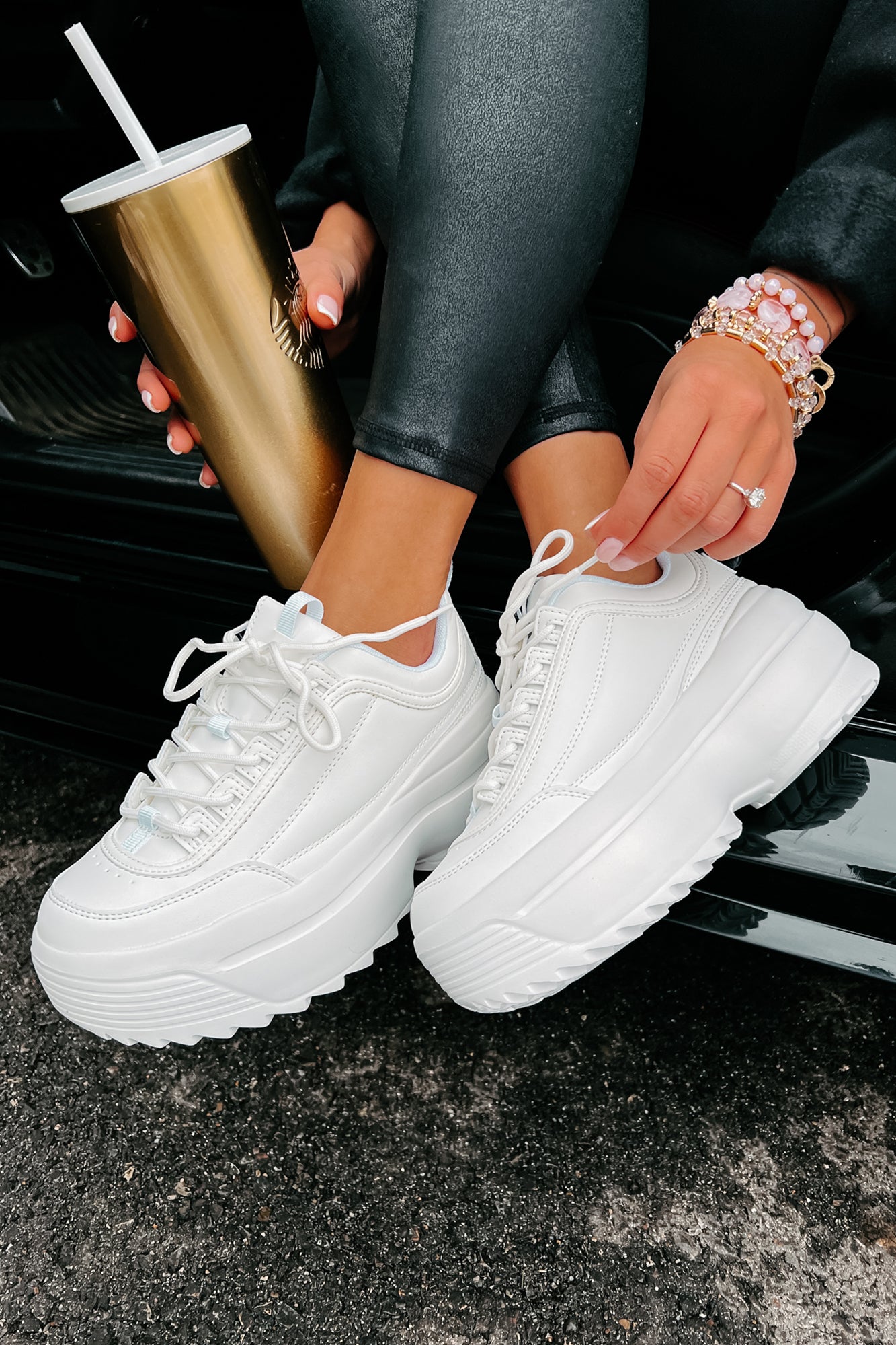 Beyond Basic Platform Sneakers (White)-The Formal Wear