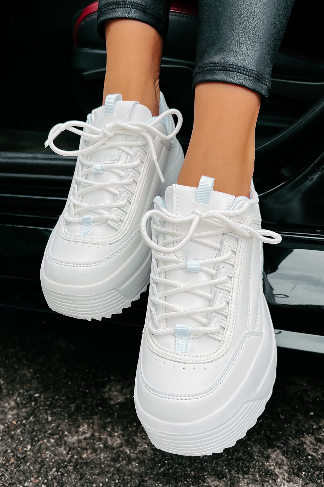 Beyond Basic Platform Sneakers (White)-The Formal Wear